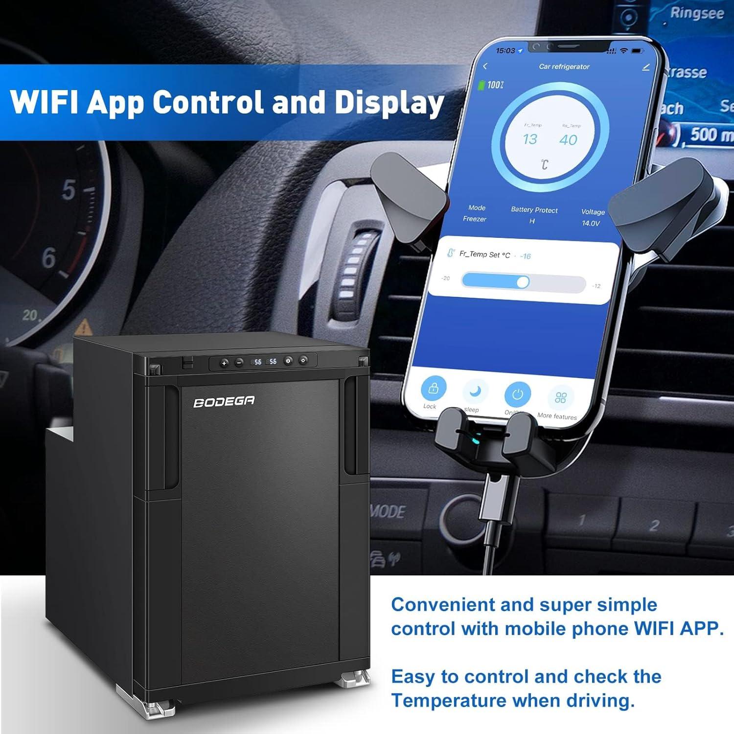 1.6 cu.ft. 45L RV Fridge and Freezer, Car Refrigerator with Lock, (-4℉-46℉) Outdoor Refrigerator in Black
