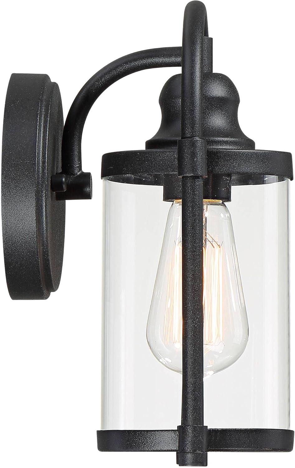 John Timberland Rustic Farmhouse Outdoor Wall Light Fixtures Set of 2 Black 10 1/4" Clear Glass for Exterior Barn Deck House Porch Yard Patio Outside