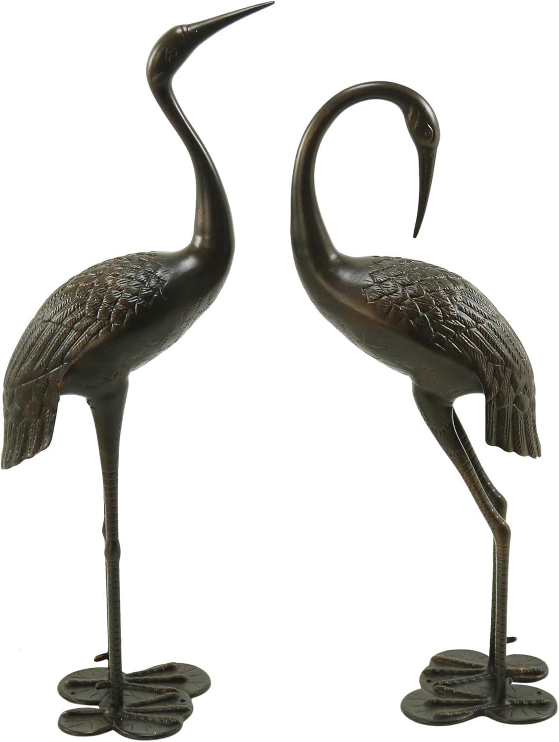 Rosecliff Heights Outdoor Aluminum Crane Garden Statue  (Set Of 2) (Set of 2)