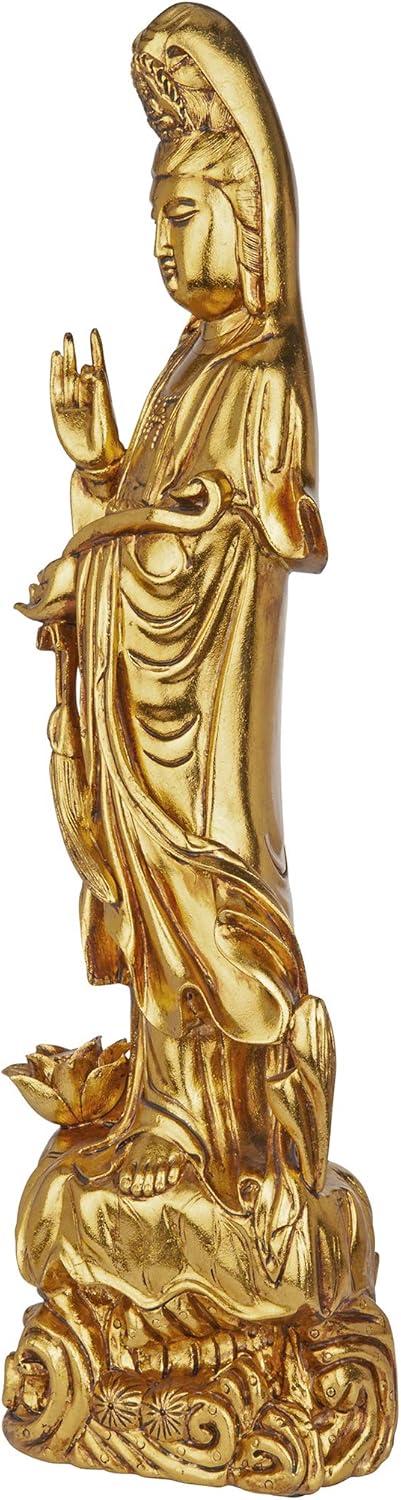 Golden Guan-Yin Chinese Goddess of Mercy Statue