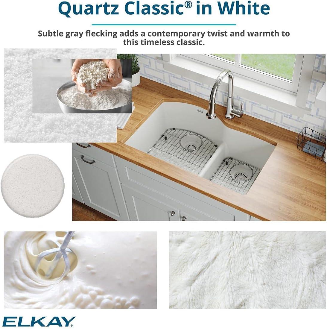 Quartz Classic 33" x 19" x 10" Double Basin Undermount Kitchen Sink with Aqua Divide