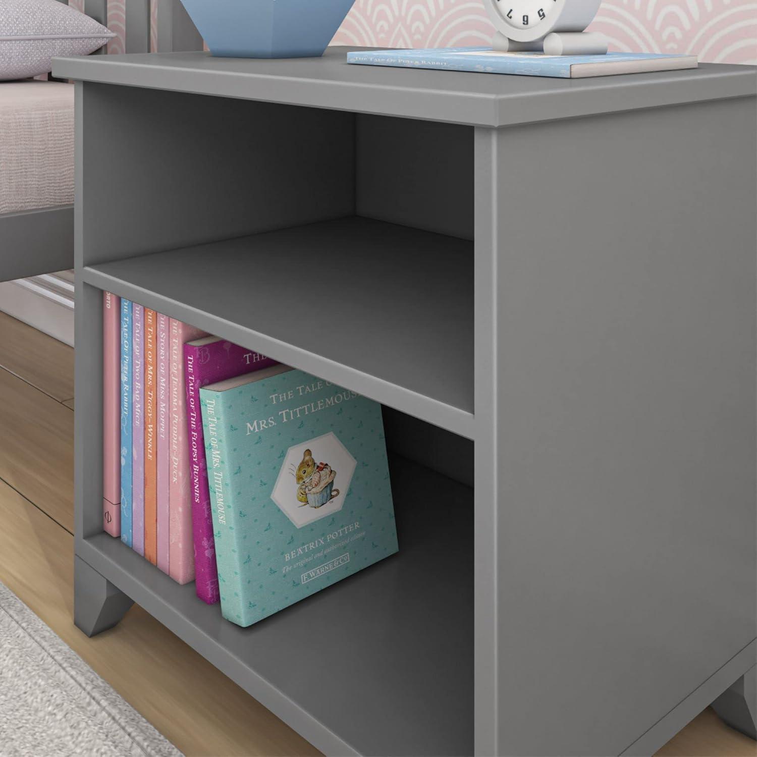 Max & Lily Classic Wood Nightstand with 1 Drawer, Kids Bedside Table/End Table, Small Nightstand for Bedroom, Grey