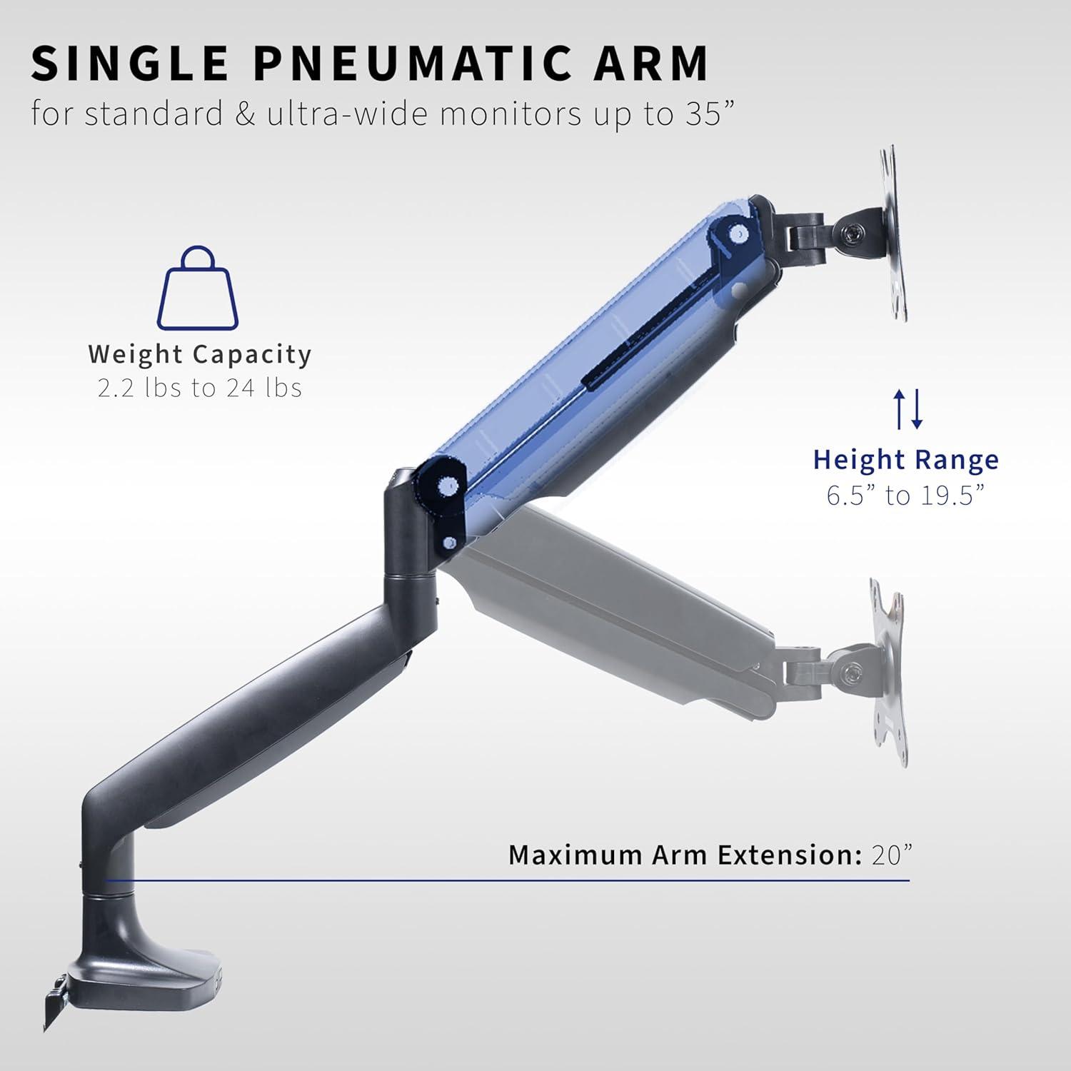 VIVO Single Ultrawide 35" Monitor Desk Mount with Pneumatic Spring Arm