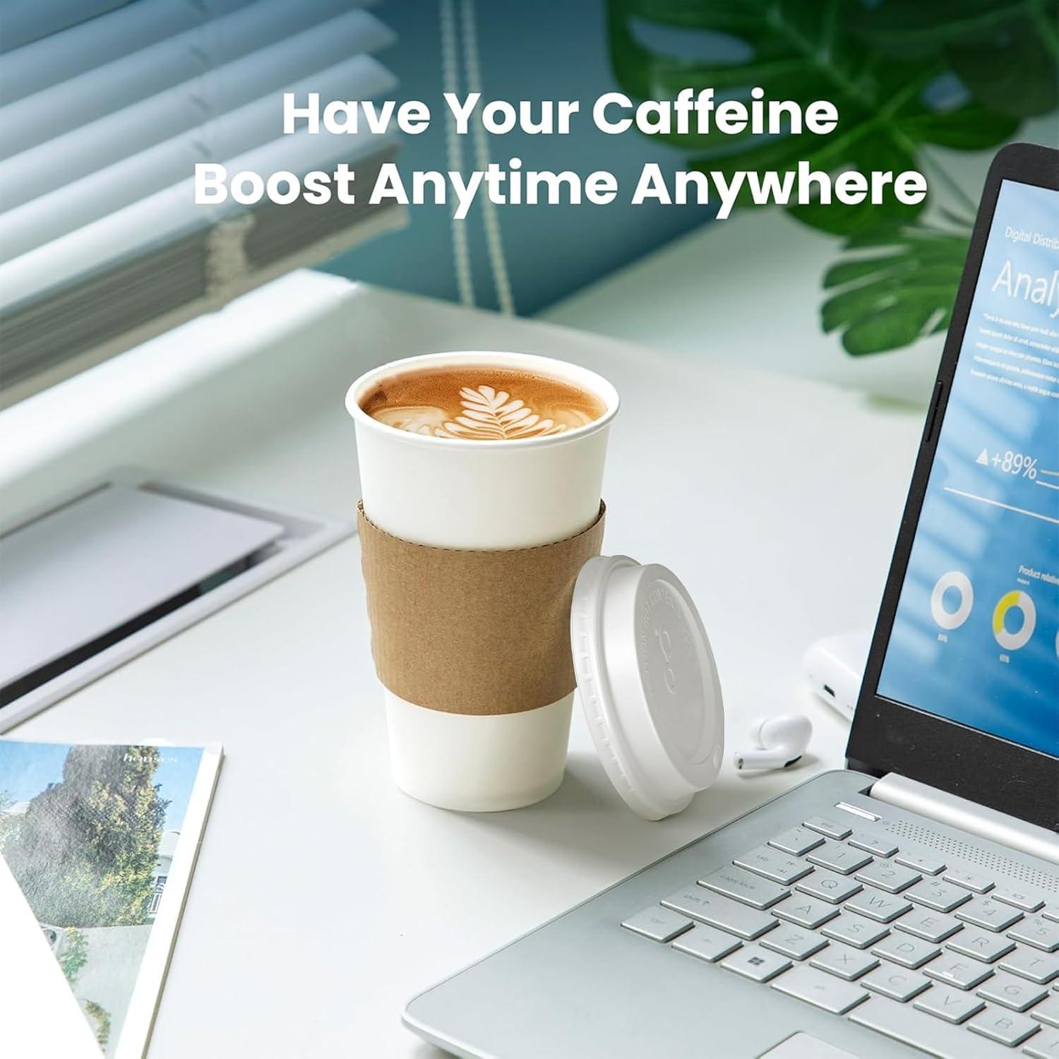 FAST APPLIANCES LLC Paper Cups,Cups,Disposable Cups 100 Pack 12 Oz Leak-Proof Coffee Cups With Lids And Sleeves Disposable Paper To Go Hot Coffee Cups For Home, Business, Office, Cafes And Parties