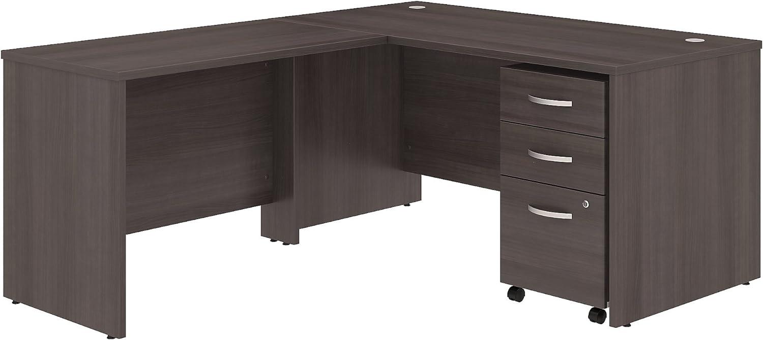 Storm Gray L-Shaped Computer Desk with Filing Cabinet