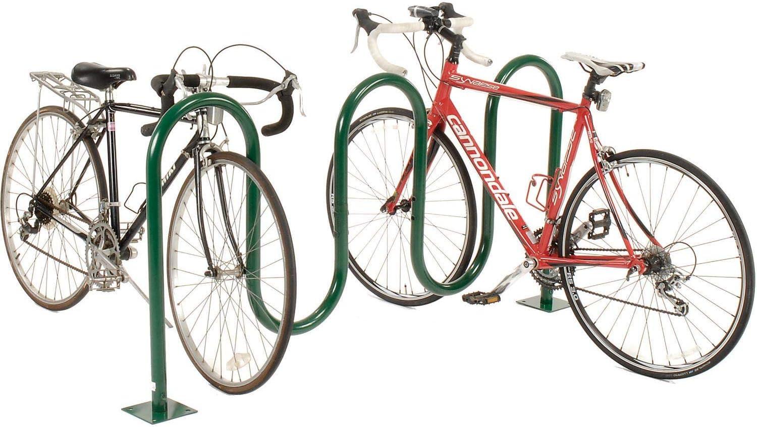 Global Industrial 652778MGN 7-Bike Wave Bike Rack with Flange Mount, Green