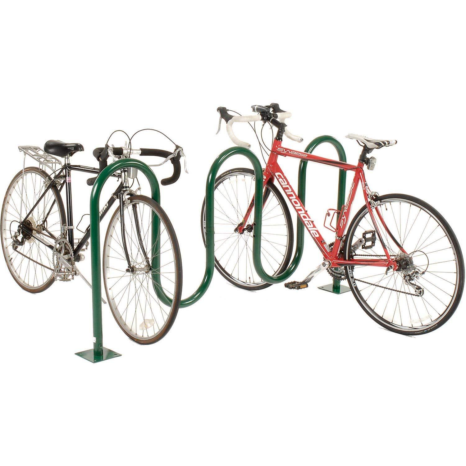 Global Industrial Wave Bike Rack, Green, Flange Mount, 7-Bike Capacity