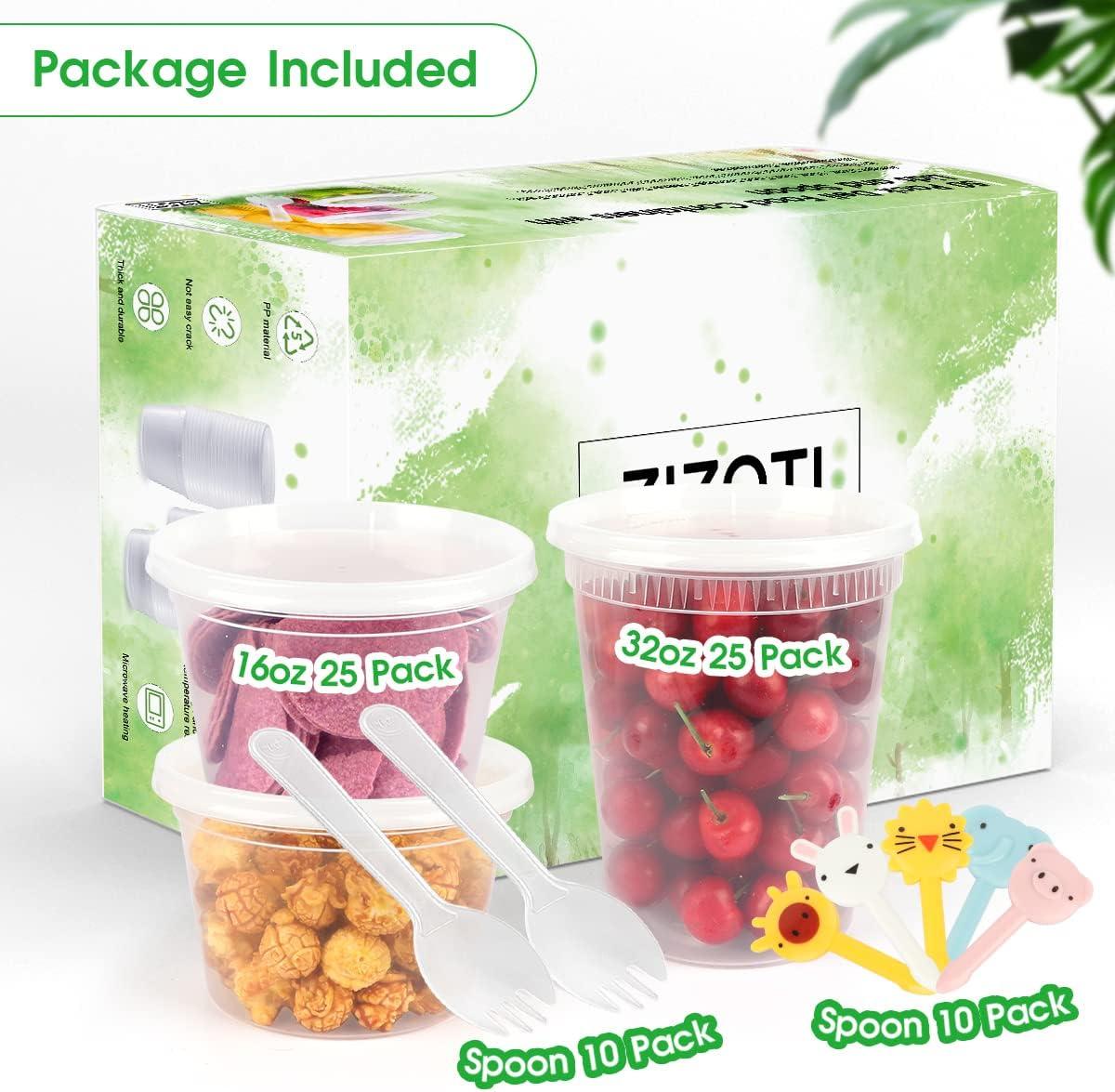 60-Pack Clear Plastic Meal Prep Containers with Lids and Spoons