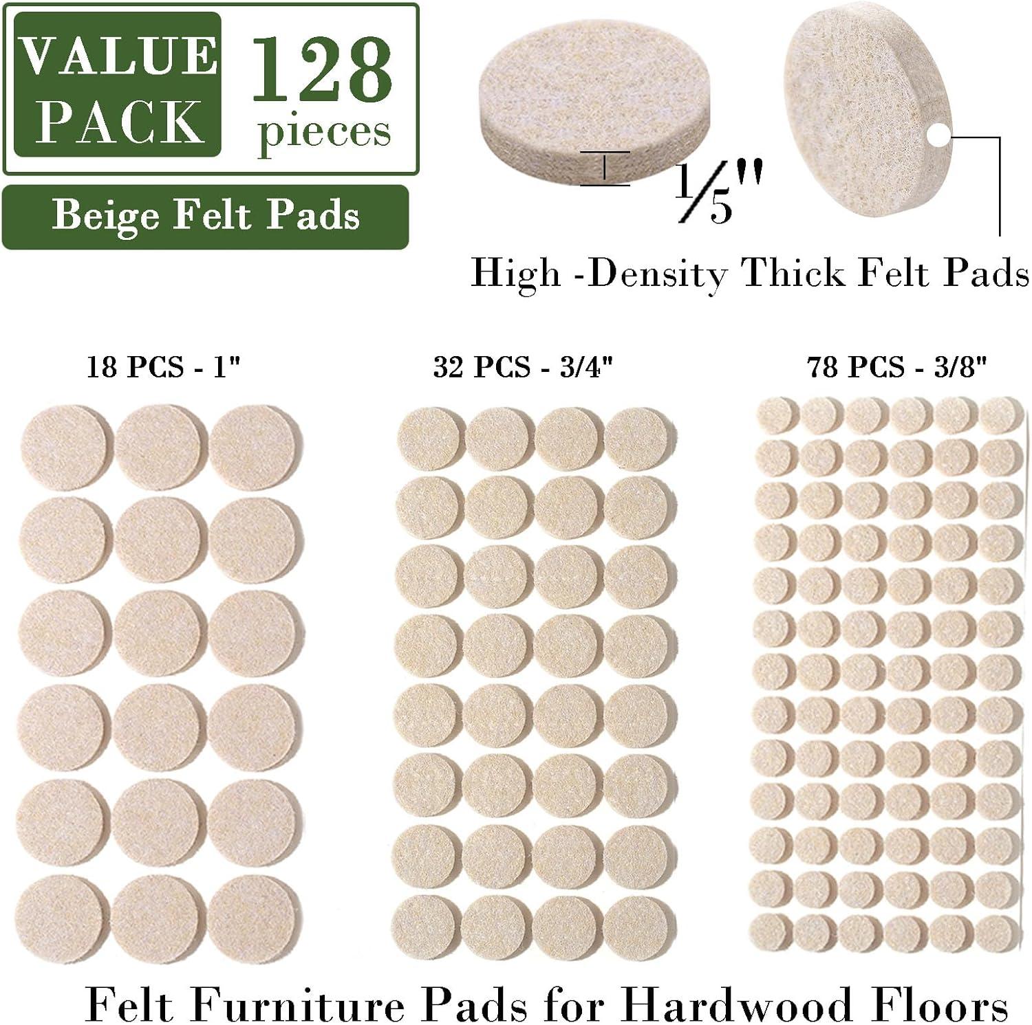 Fursafe&Q Felt Furniture Pads, Furniture Felt Pads for Hardwood Floors -Self Adhesive Chair Leg Floor Protectors, Protect from Nicks, Dents and Scratches, Chair Feet Protectors 136 Pcs Chair Feet