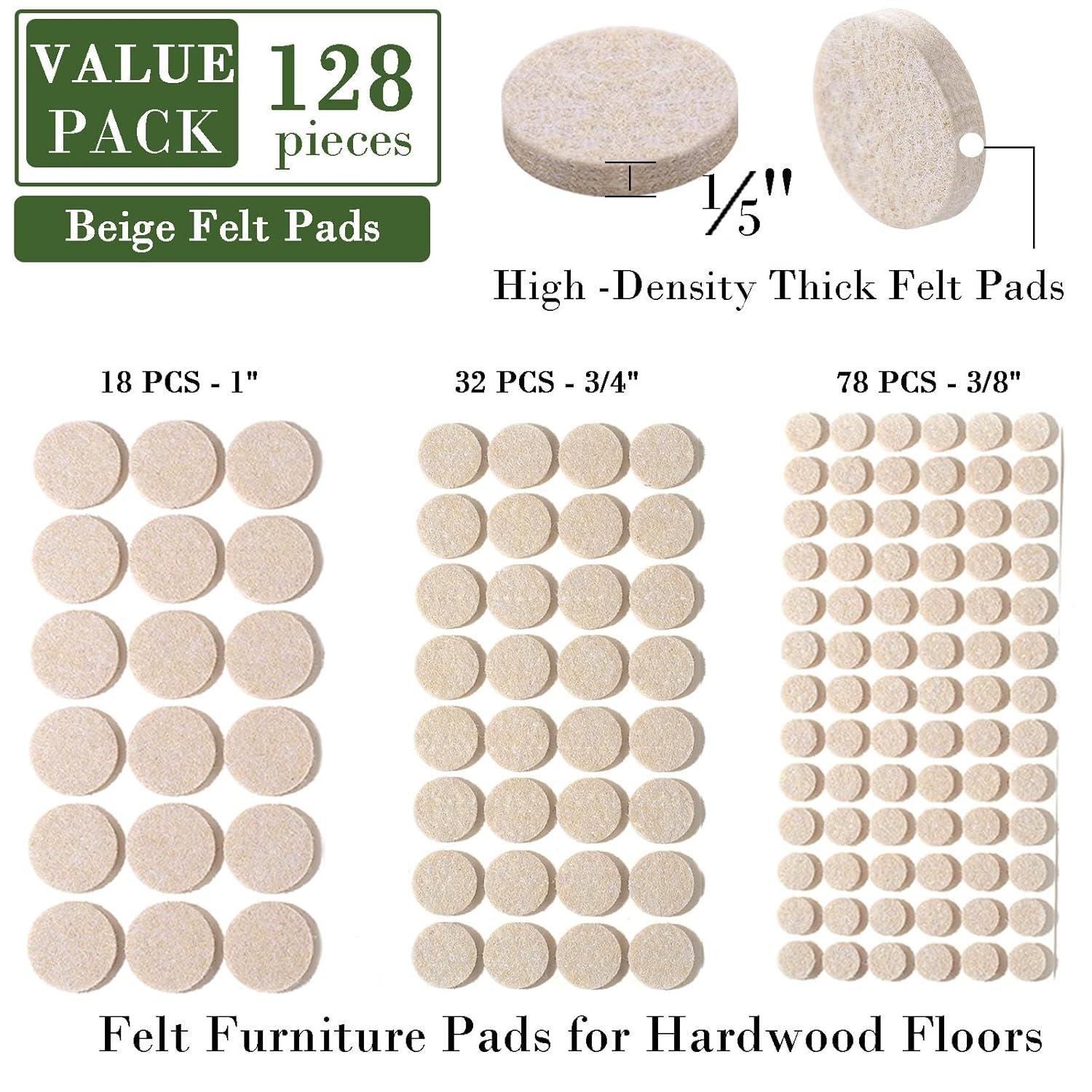 Fursafe&Q Felt Furniture Pads, Furniture Felt Pads for Hardwood Floors -Self Adhesive Chair Leg Floor Protectors, Protect from Nicks, Dents and Scratches, Chair Feet Protectors 136 Pcs Chair Feet