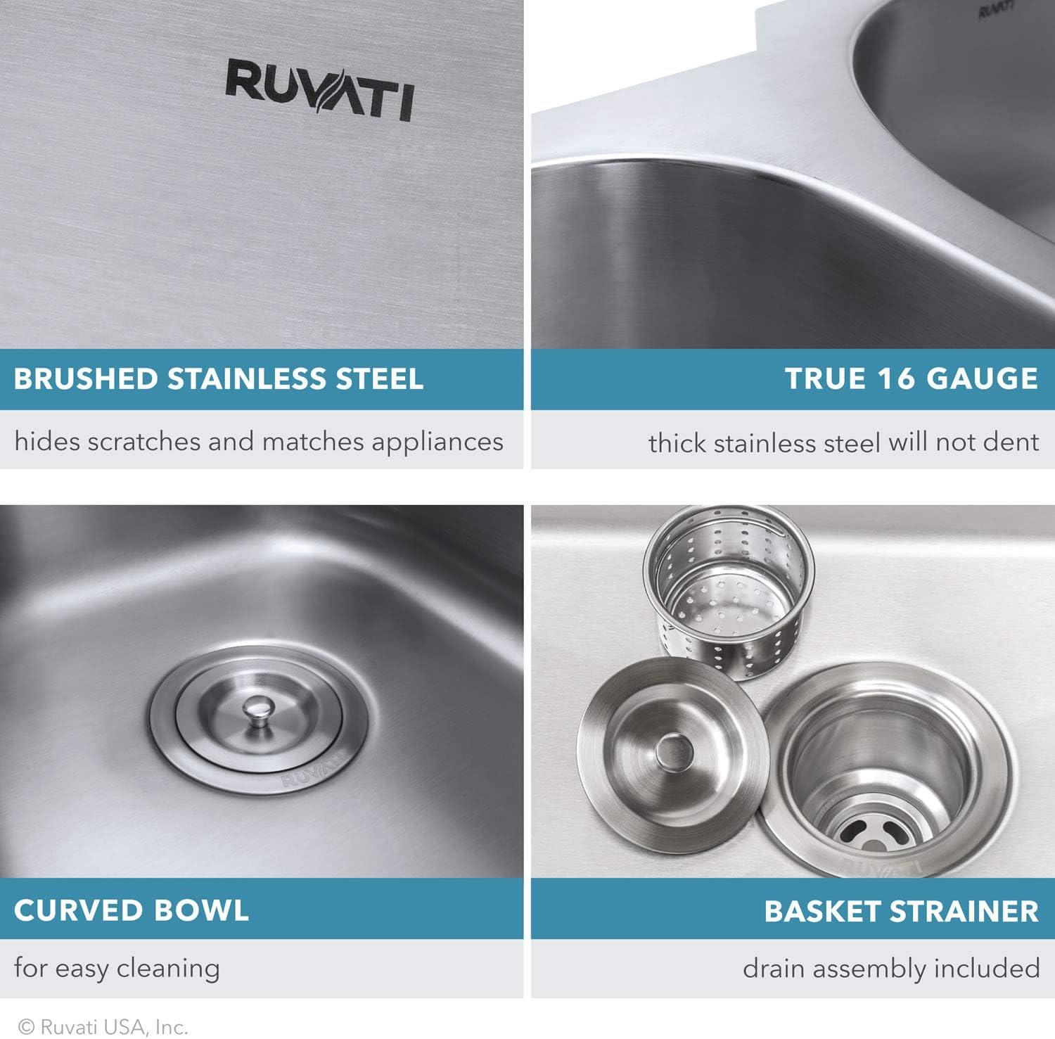 Ruvati 32-inch Undermount 50/50 Double Bowl 16 Gauge Stainless Steel Kitchen Sink