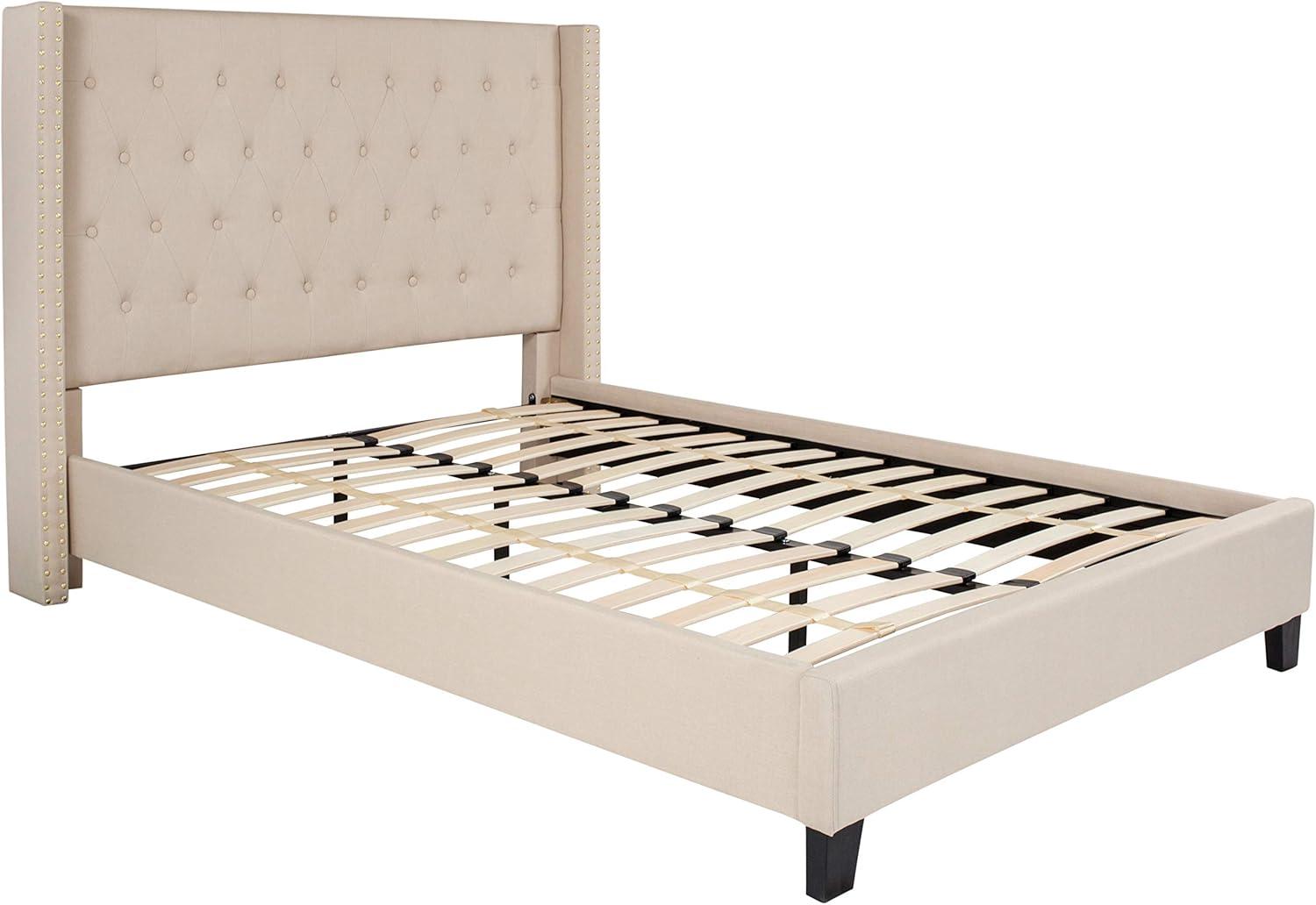 Flash Furniture Riverdale Full Size Tufted Upholstered Platform Bed in Black Fabric