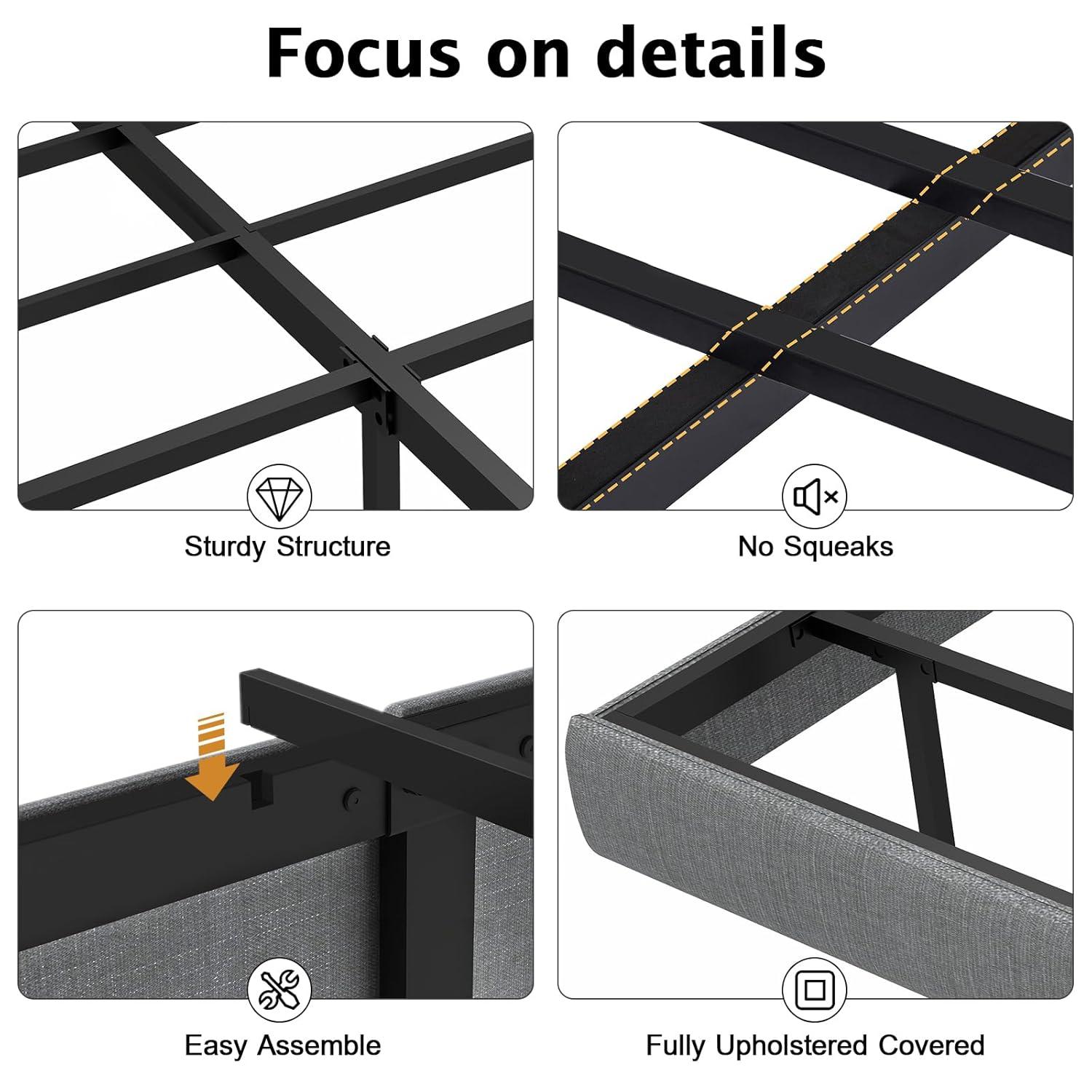 Alwyn Home Floating Bed Frame With Led Lights Metal Platform Bed, No Squeak