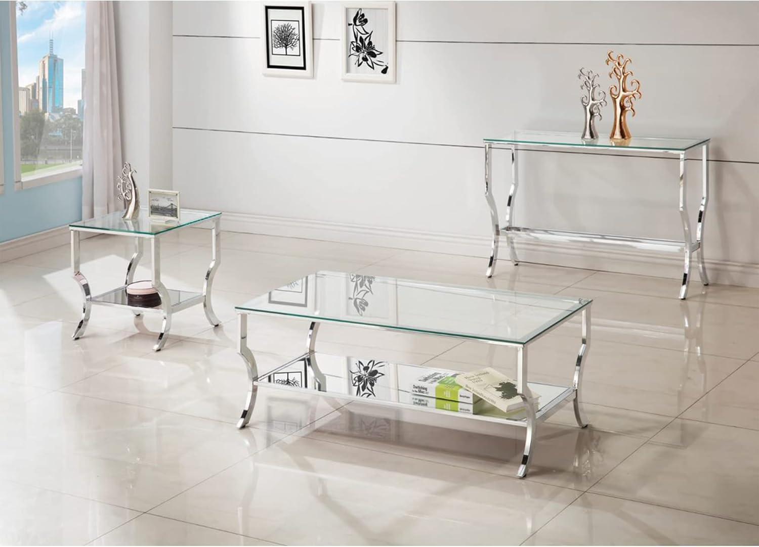 Coaster Contemporary Glass Top Rectangular Coffee Table in Clear