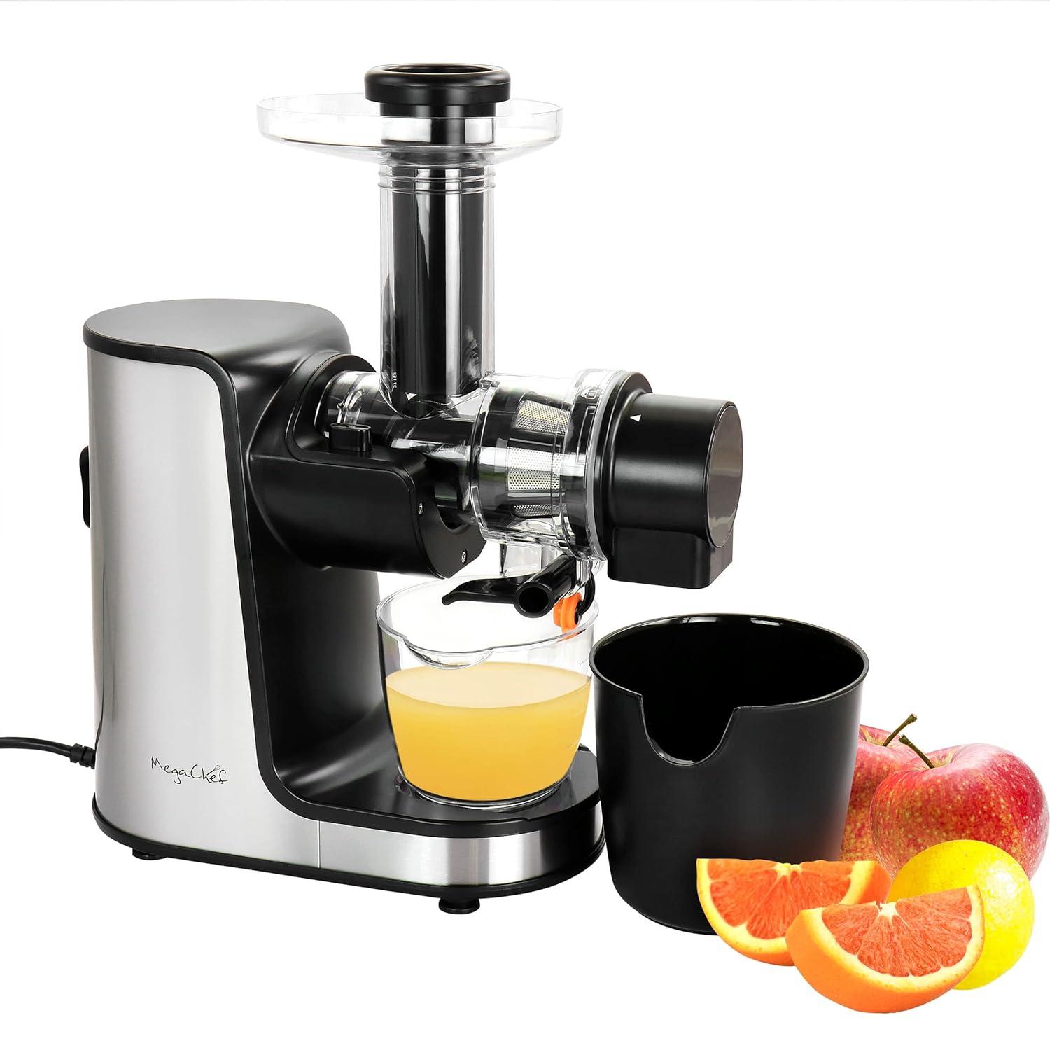 MegaChef MegaChef 150 Watt 2 Speed Stainless Steel Electric Slow Masticating & Cold Press Juicer