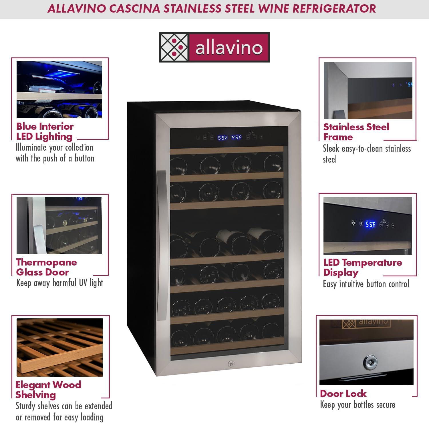 Stainless Steel Dual Zone Freestanding Wine Cooler with LED Lighting