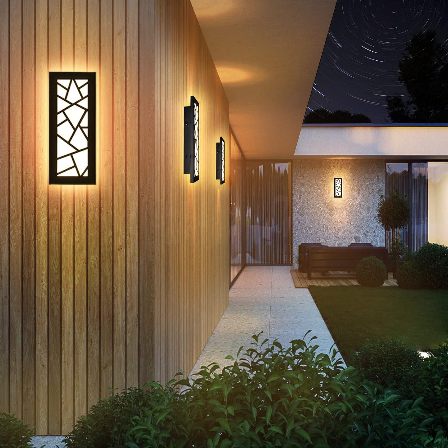 Outdoor Wall Lights 11.8inch Modern Outdoor Wall Sconce LED Long Wall Sconces Black Front Porch Light Waterproof Led Wall Light IP67 3000K Exterior Lighting fixtures