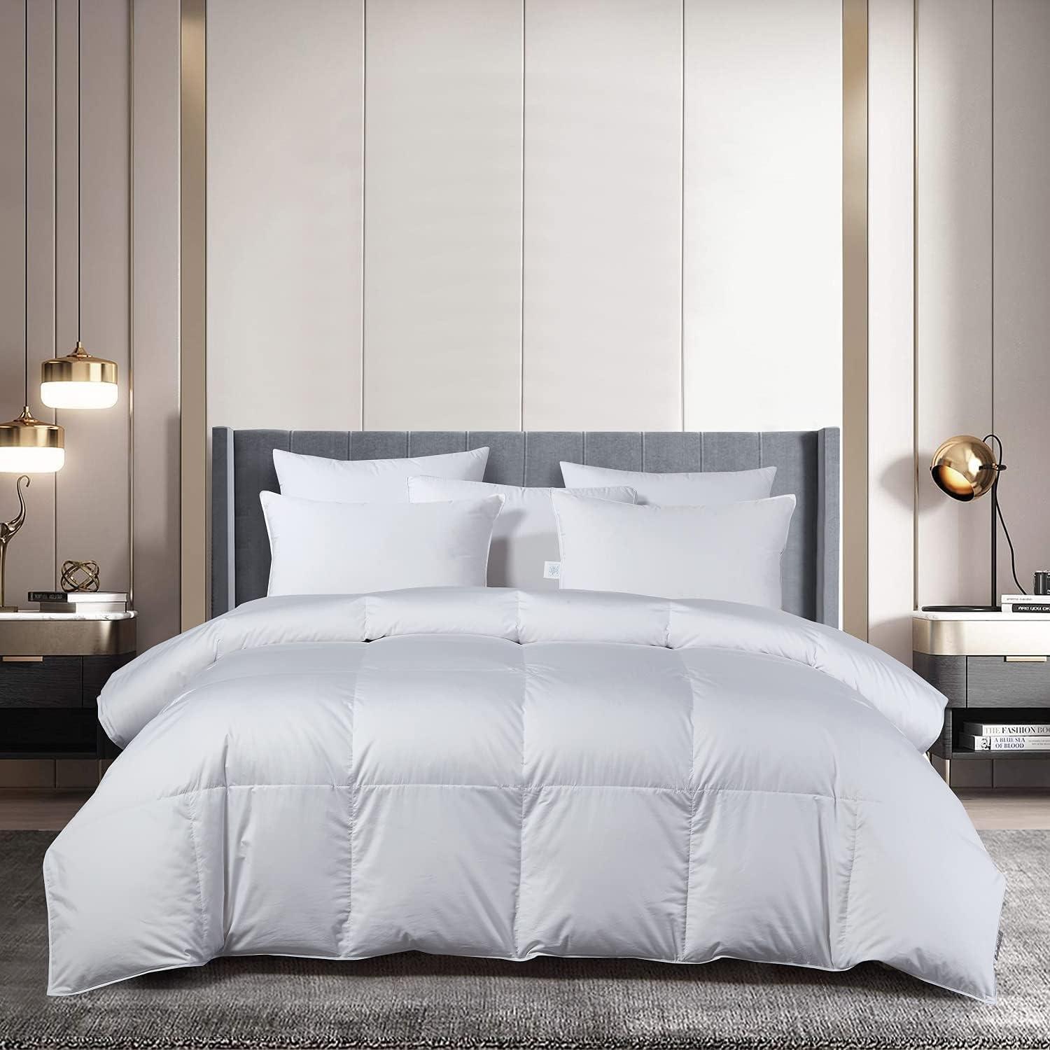 Full/Queen White Cotton Sateen Down Comforter