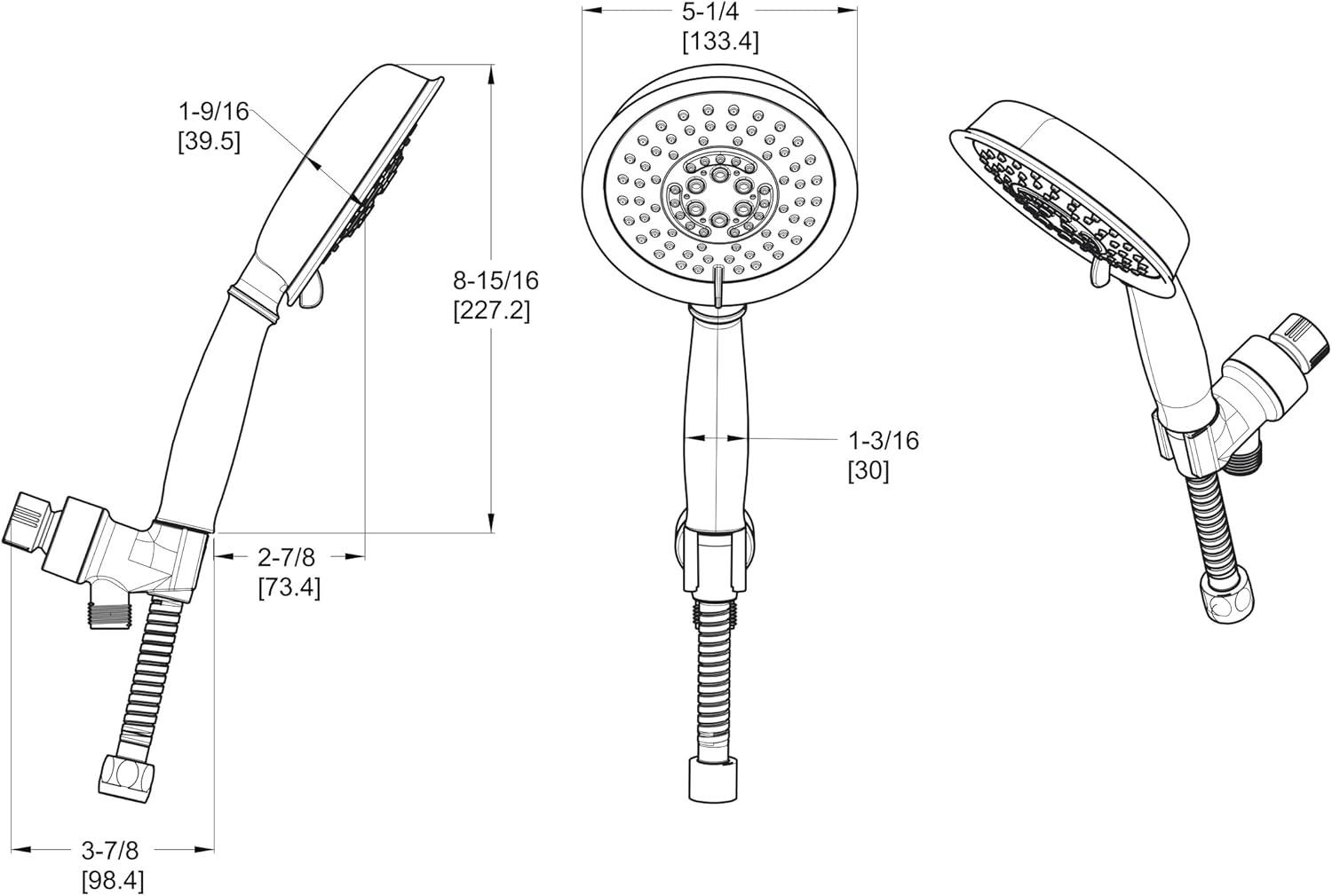 Avalon Brushed Nickel 5-Function Handheld Shower Head with Hose