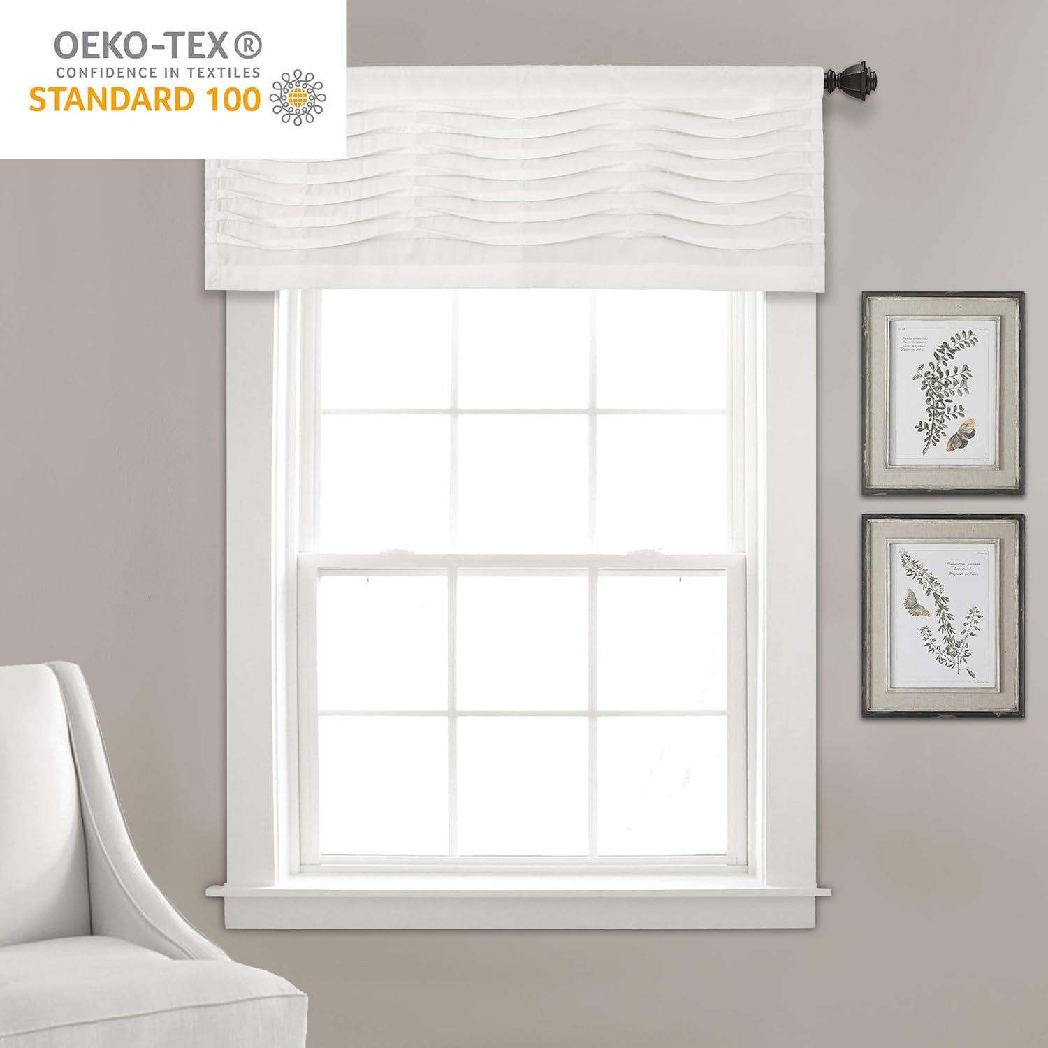 Lush Decor Tailored 52'' W Window Valance Blue,Cream,Dark Gray,Light Gray,White