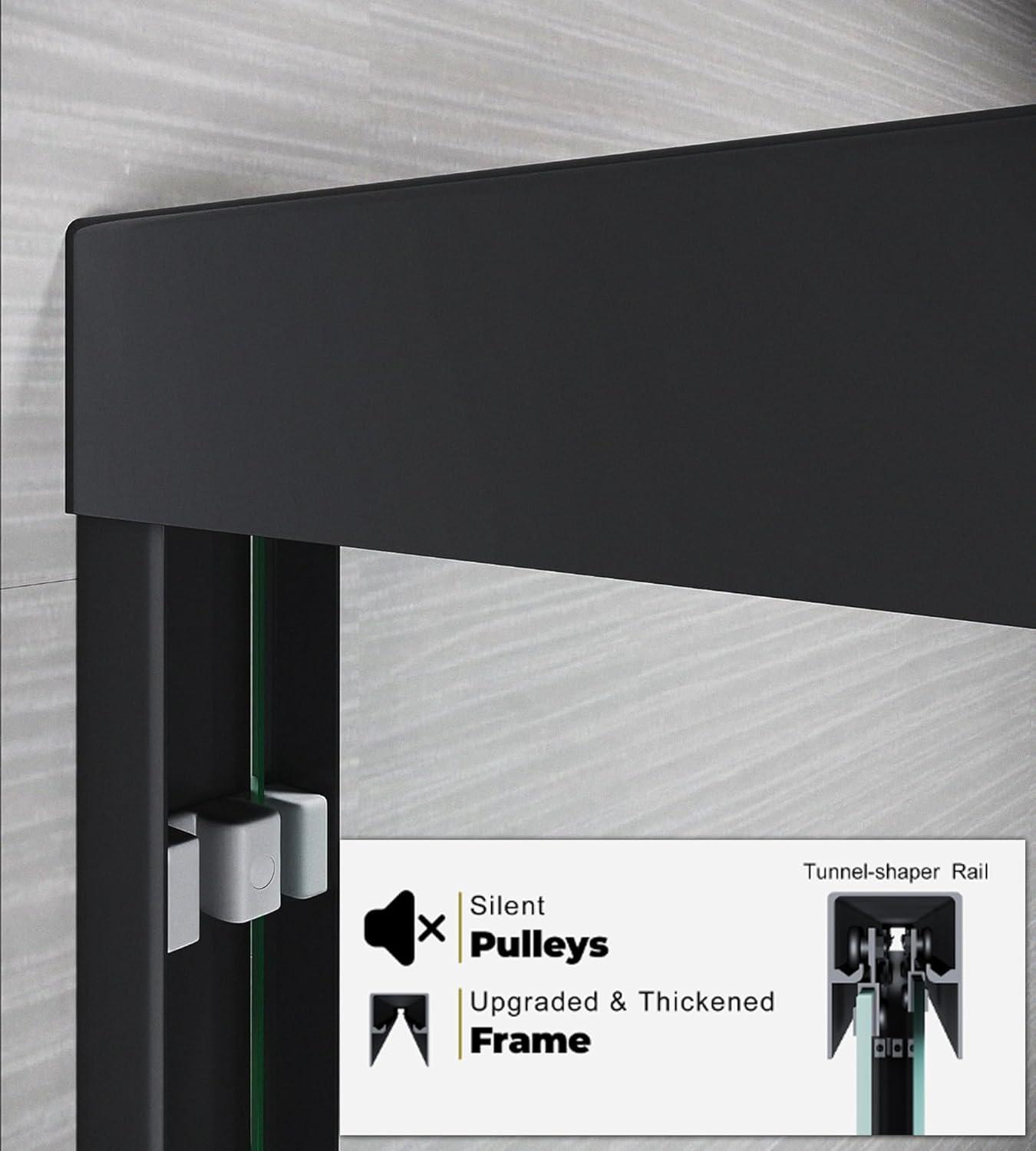 LOONGFIELD Sliding Shower Glass Door 56-60 In. W X 72 In. H, Adjustable Semi Frameless Shower Door, Certified Thick Clear Clear Tempered Glass, 304 Stainless Steel Handles ASTARQ-W2269P144324