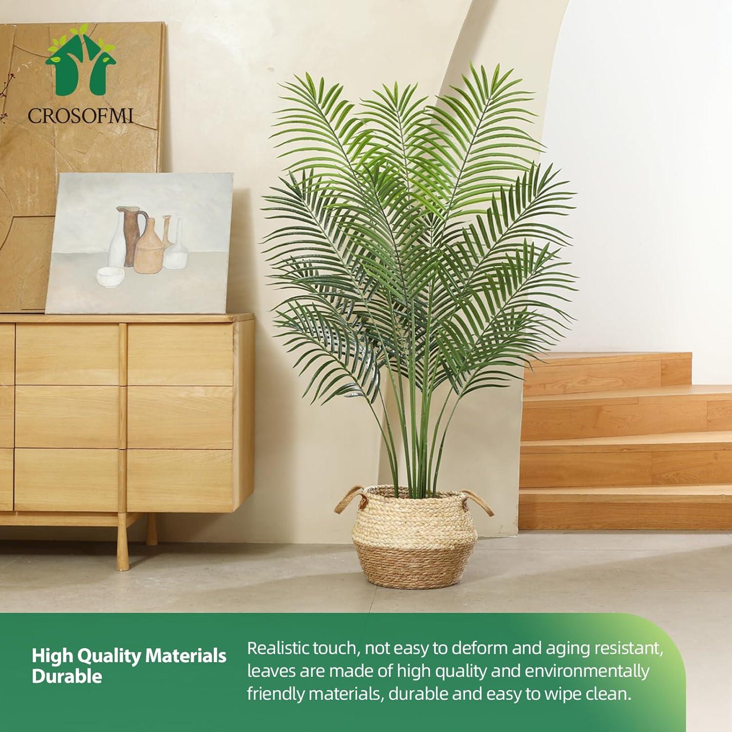 Artificial Areca Palm Plant 5Ft Fake Tropical Palm Tree, Perfect Faux Dypsis Lutescens Plants in Pot for Indoor Outdoor House Home Office Garden Modern Decoration Housewarming Gift,1Pcs