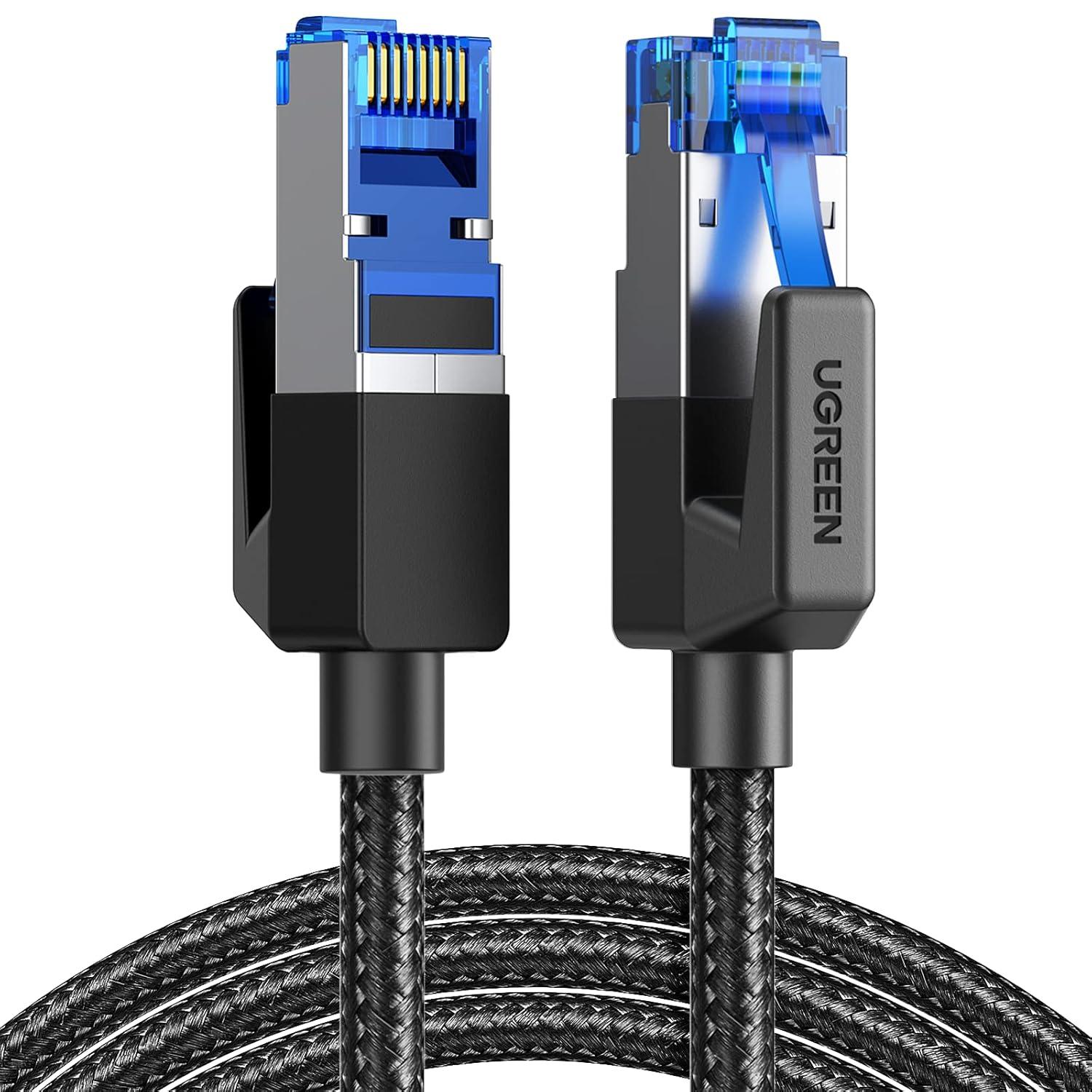 UGREEN Cat 8 High-Speed Ethernet Cable, Nylon Braided Durable Internet Cable RJ45 Lan Cable, 6 ft