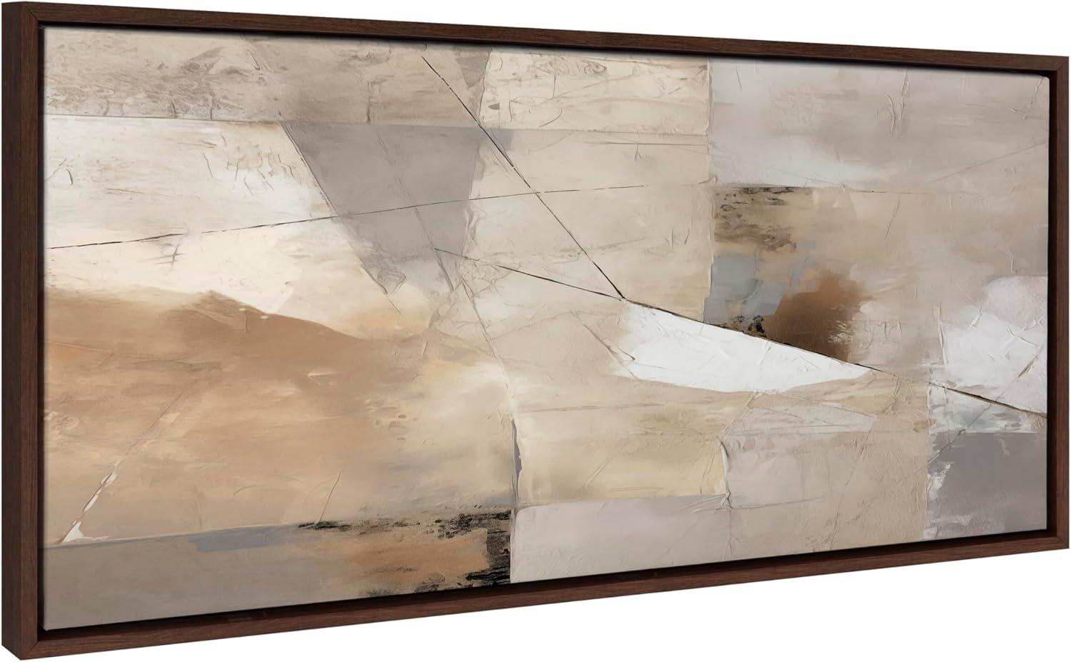 Kate & Laurel All Things Decor 18"x40" Sylvie Contemporary Neutral Textured Abstract Framed Canvas by The Creative Bunch Studio Brown