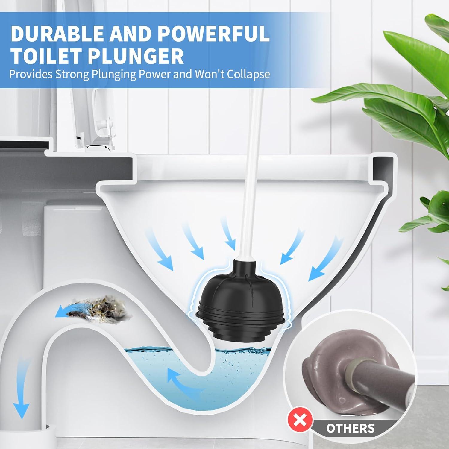 XXZH Toilet Plunger and Bowl Brush Combo for Bathroom Cleaning, 2 Sets