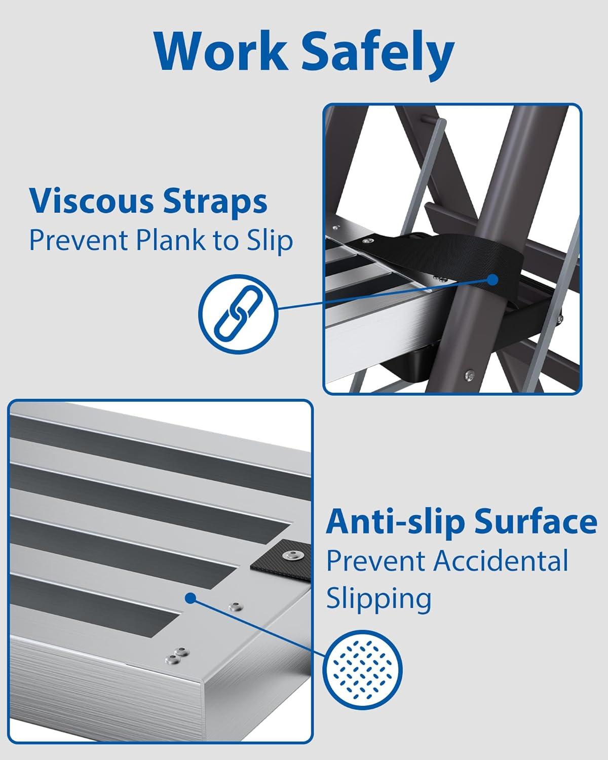 6-9ft Telescoping Plank, Aluminum Work Plank, 440lbs Capacity, Aluminum Scaffolding Plank with Skid-Proof Platform Scaffold Ladder Accessory