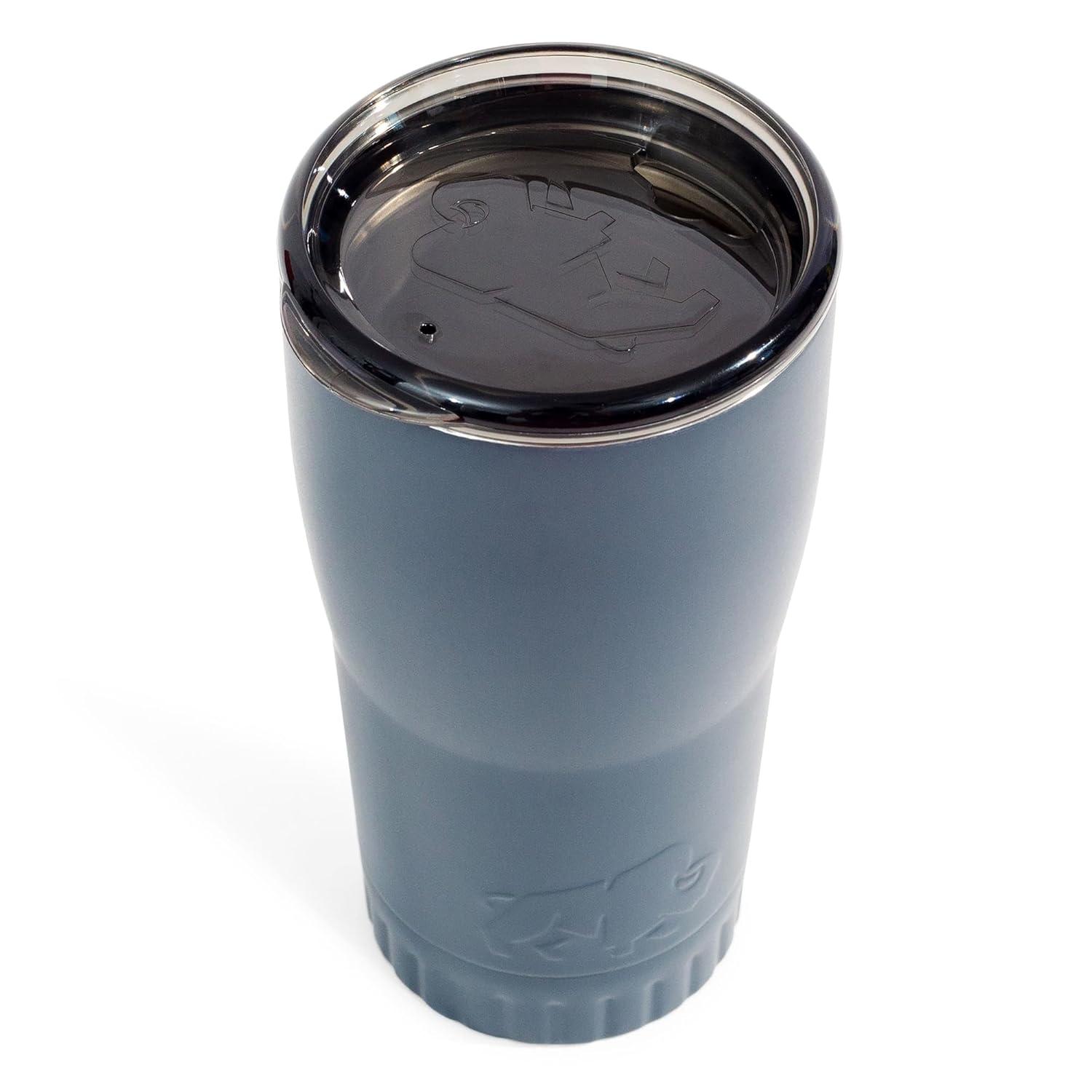 Silver Buffalo Matte Gray Stainless Steel Tumbler With Open-Sip Lid | Holds 20 Ounces