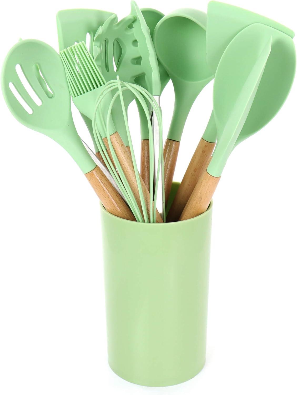 MegaChef 12 Piece Silicone and Wood Cooking Utensils Set