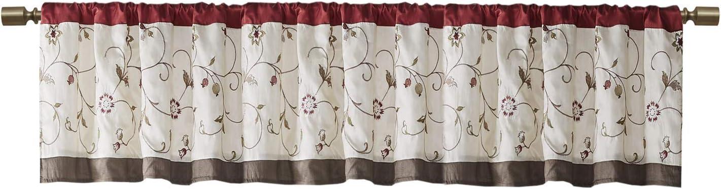 Serene Floral Embroidered 50'' W Window Valance