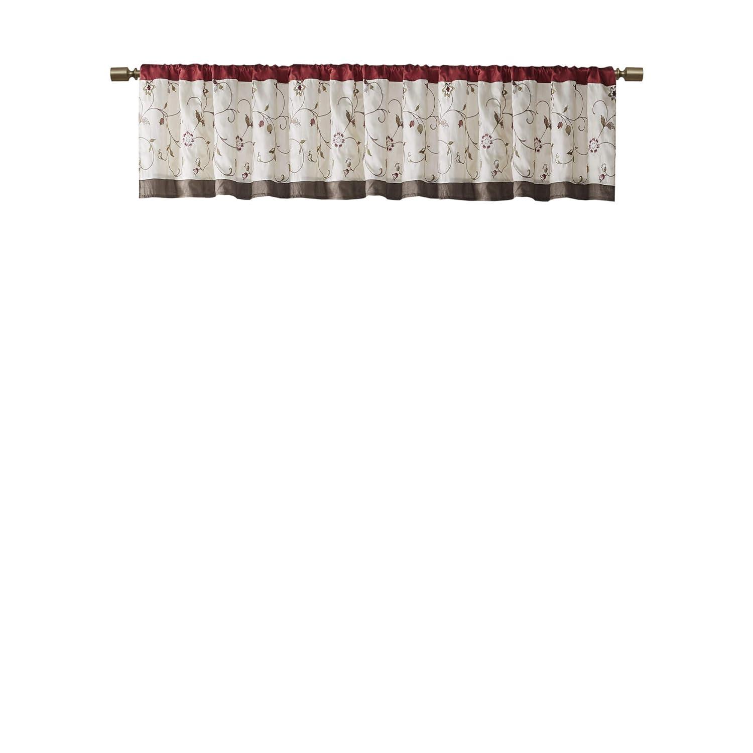 Madison Park Serene Floral Embroidered 50'' W Single Window Valance
