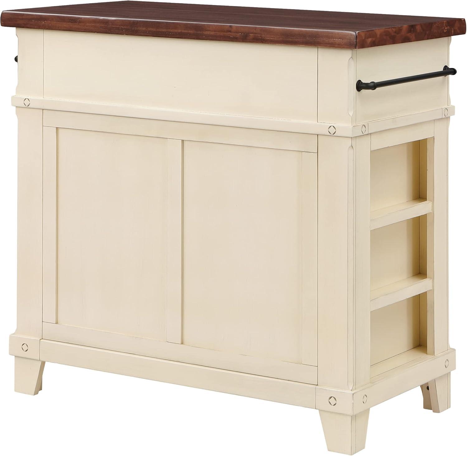 Madison Antique White Farmhouse Kitchen Island with Spice Rack