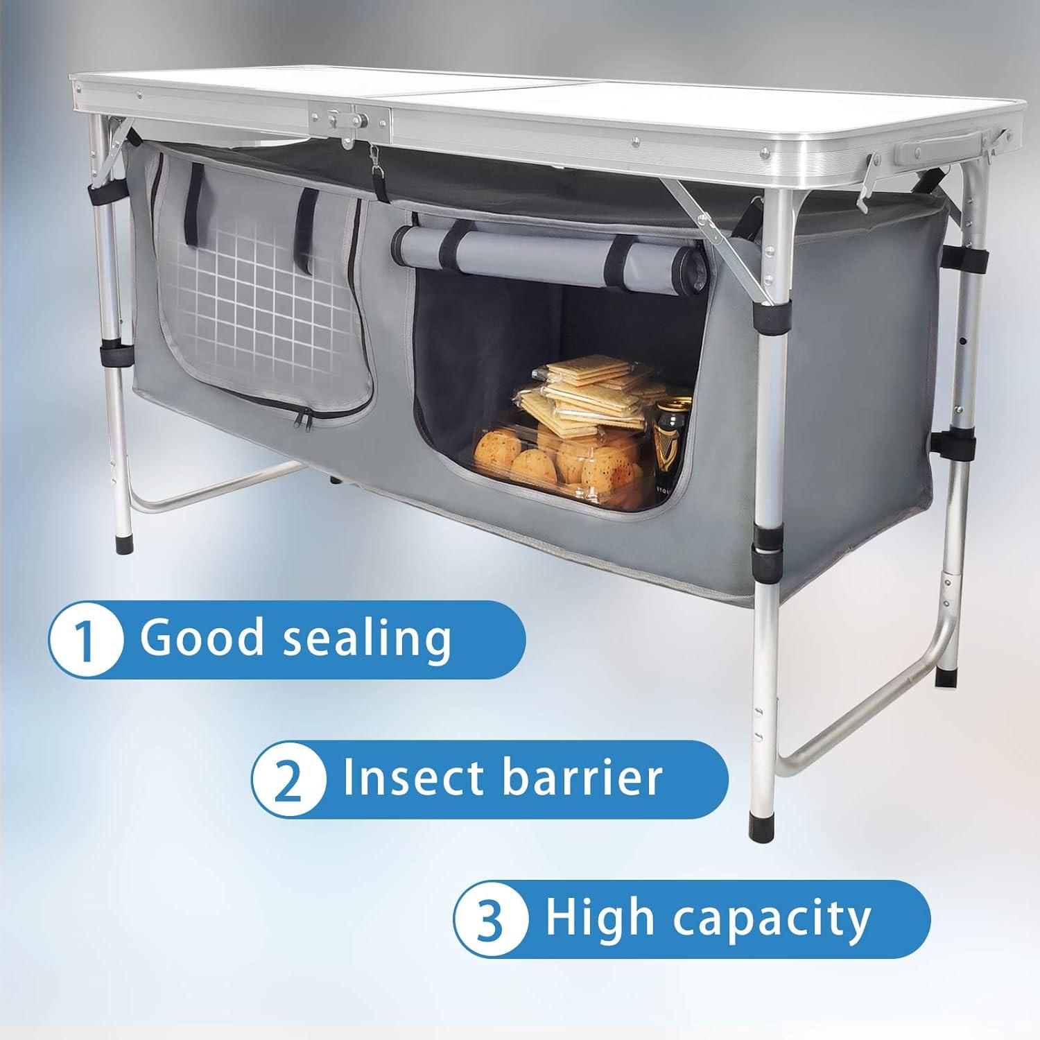 Camping Folding Table - Portable and Lightweight Table with Storage, Backyards, BBQ, Party and Picnic Foldable Table …