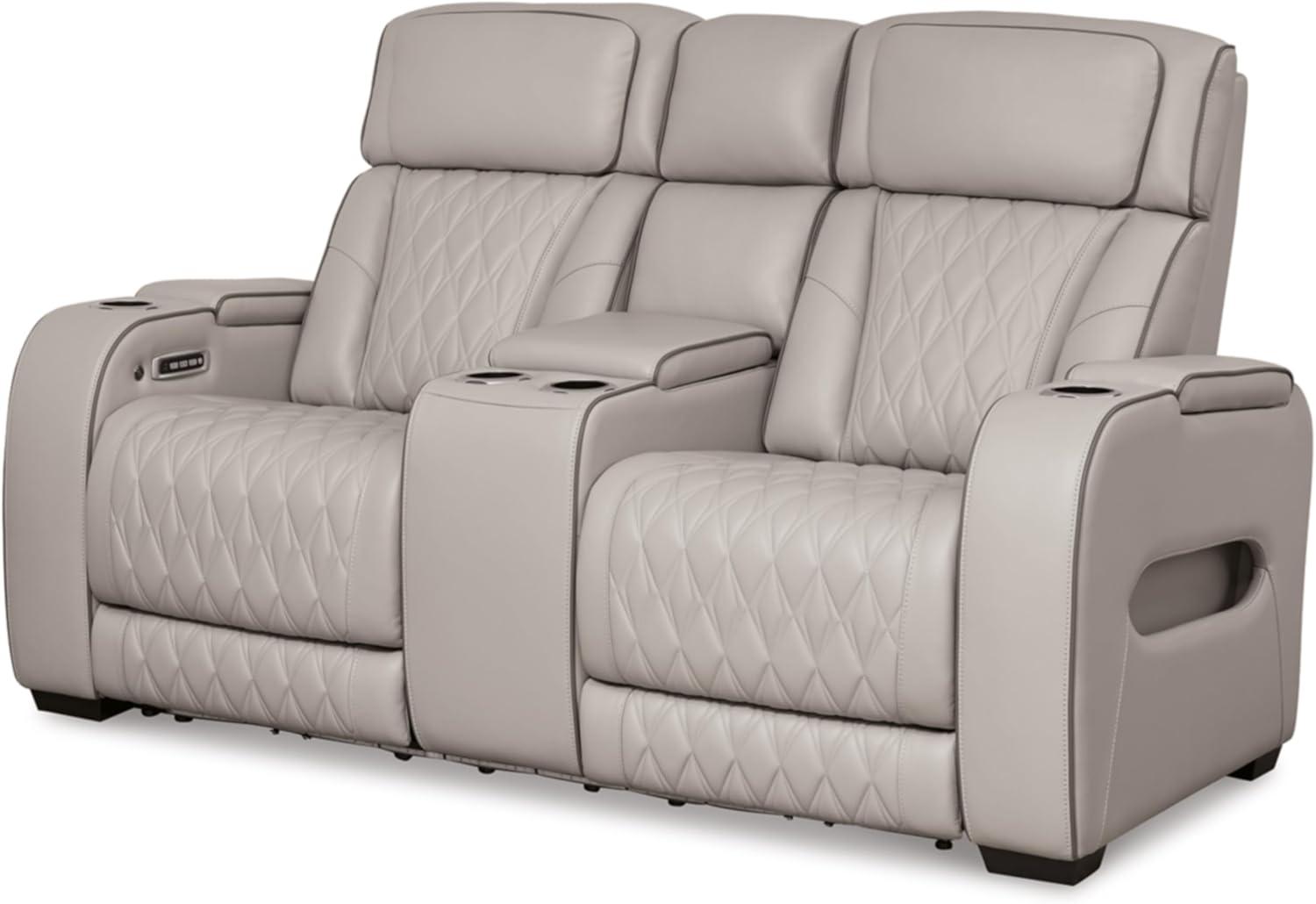 Ashley Furniture Boyington Gray Power Reclining Loveseat with Console