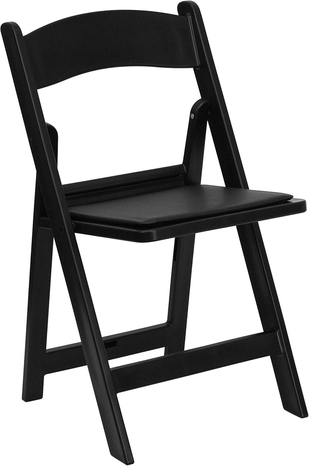 Elegant Black Resin 35.5" Folding Chair Set with Vinyl Padded Seats