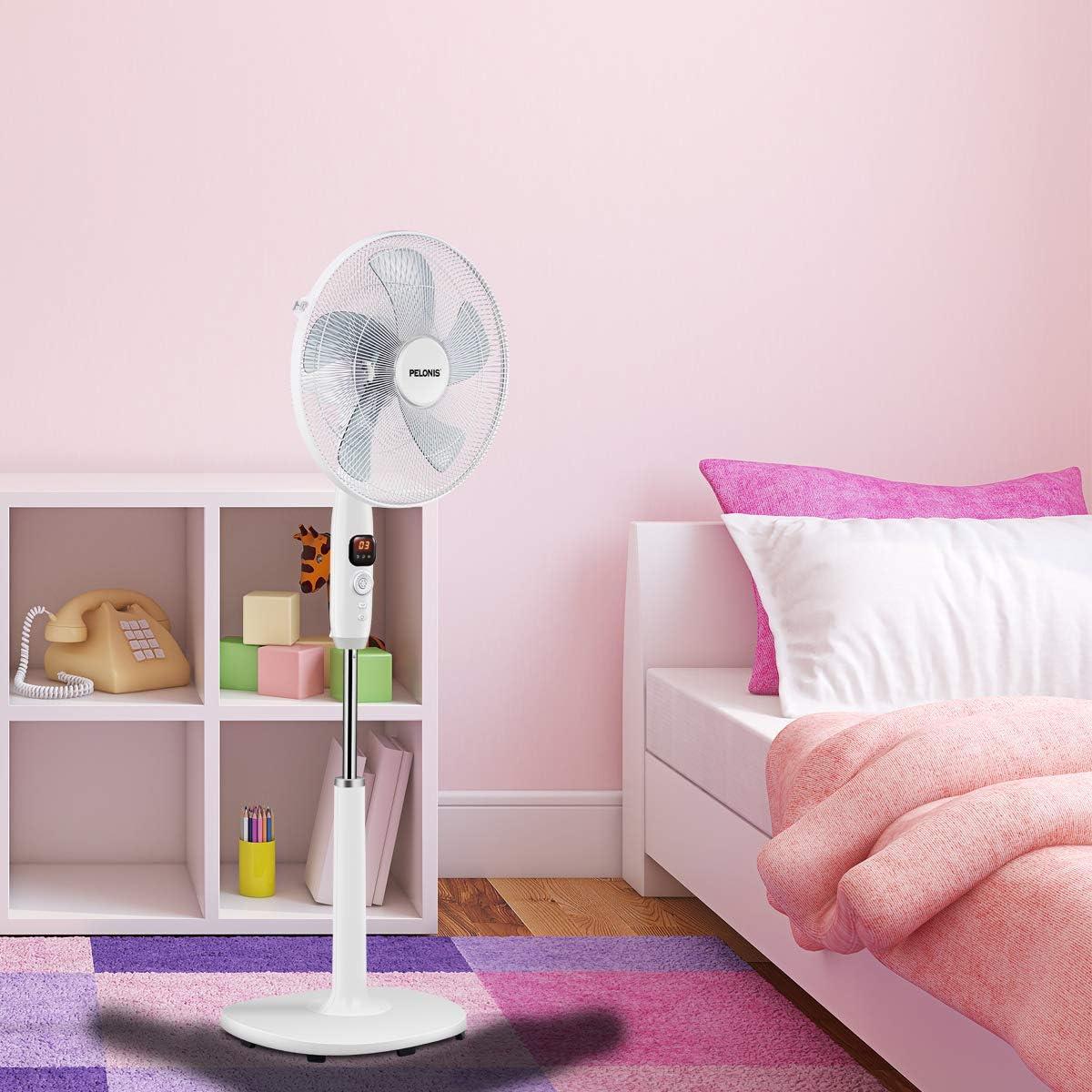 Pelonis 16" 12-Speed Oscillating Pedestal Fan, Ultra Quiet, Remote