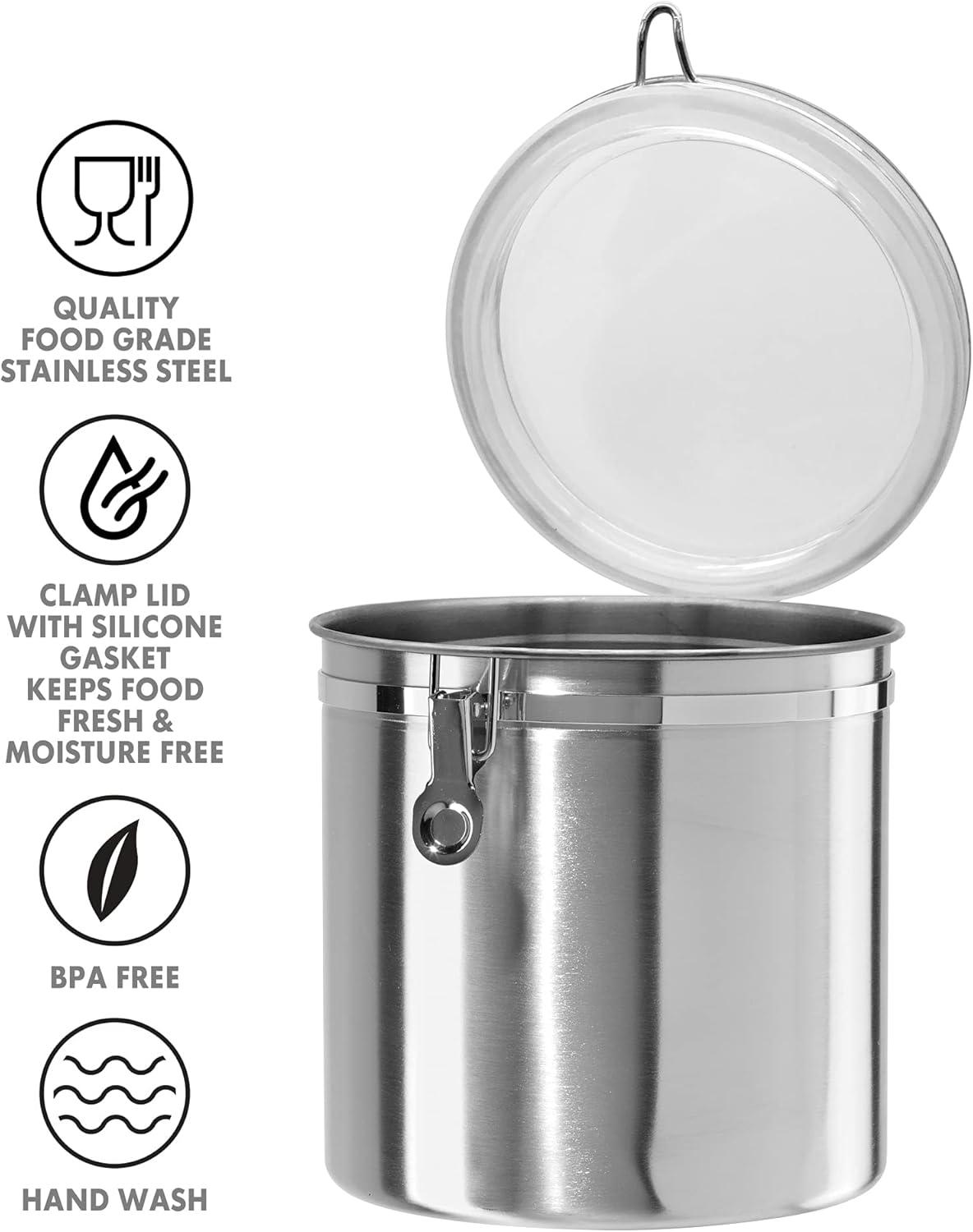 Jumbo Stainless Steel Clear Kitchen Canister with Airtight Lid