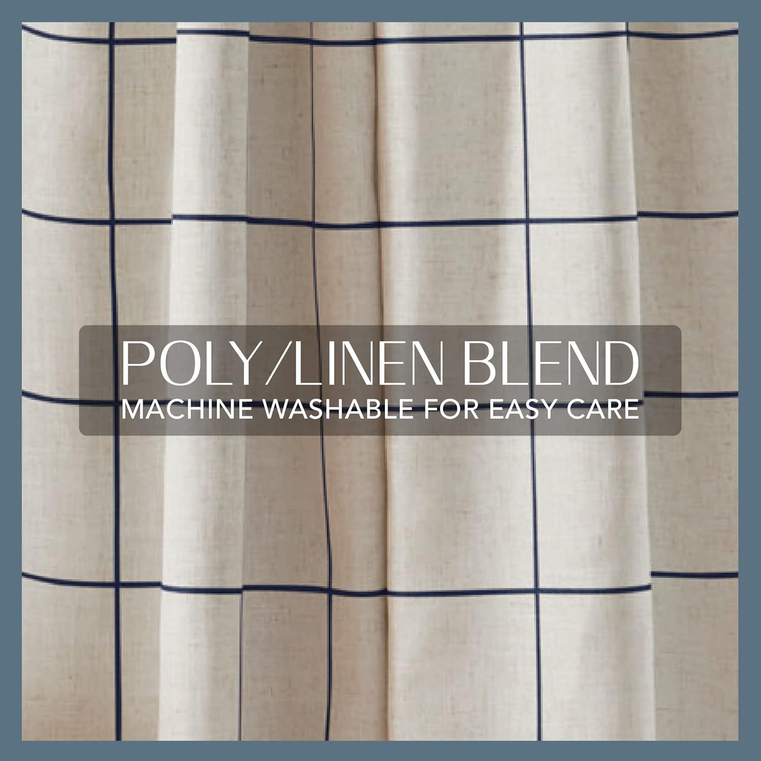 Elrene Brighton Windowpane Plaid Lined Room Darkening Single Window Curtain Panel  - Elrene Home Fashions