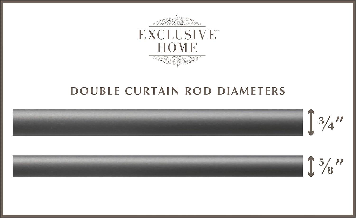 Gunmetal Adjustable Double Curtain Rod Set with Iron Finials