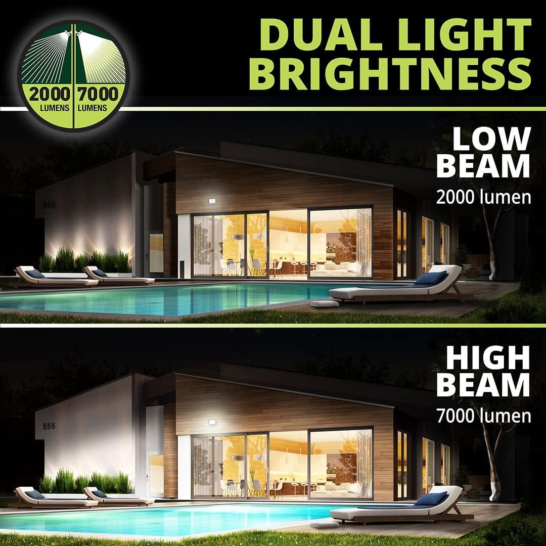 Good Earth Lighting Hyper Bright LED Motion Activated Security Flood - Bronze, 2000 or 7000 Selectable Lumens, 3000K/4000K/5000K Color Selectable Temperature, IP65 Rated