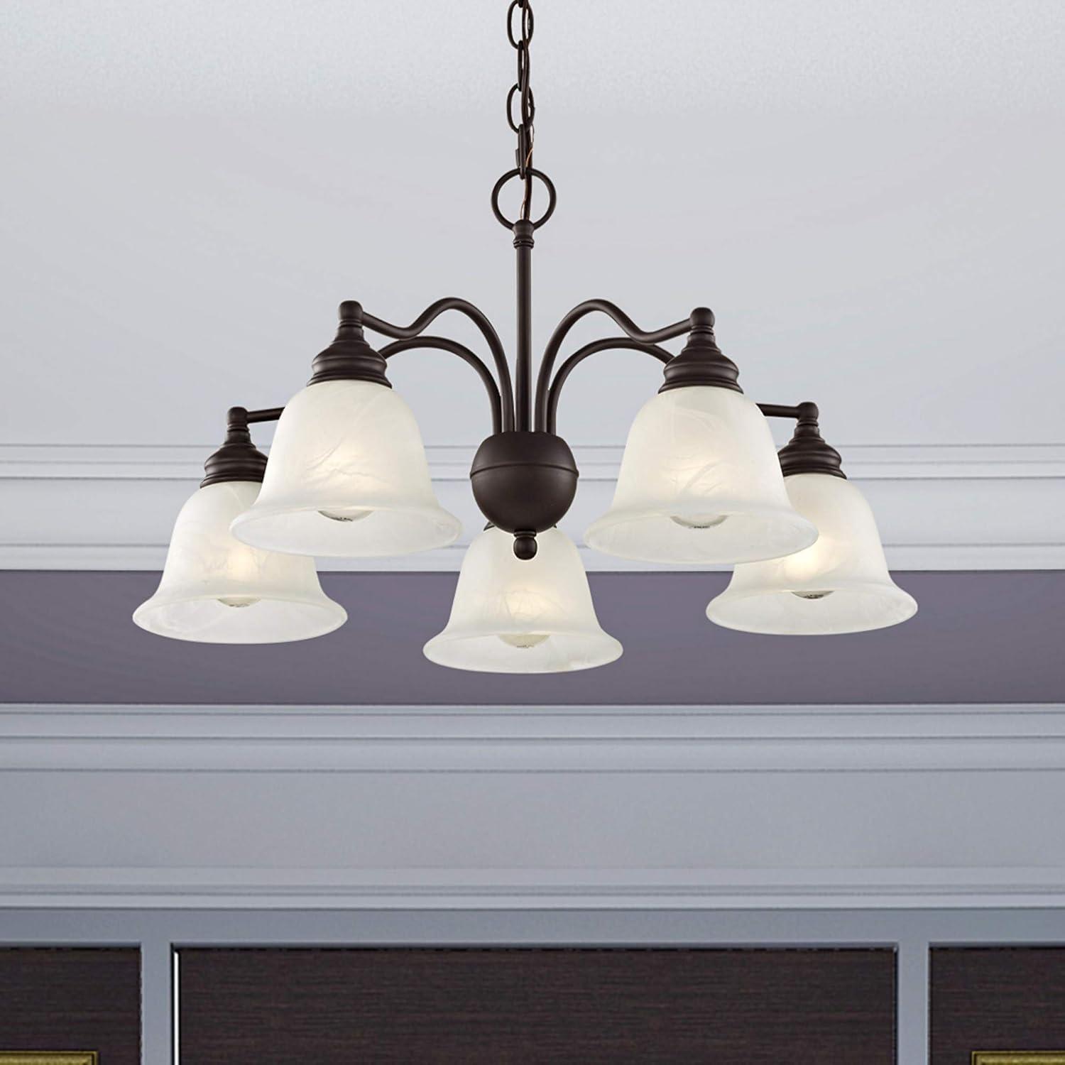 Essex Traditional 5-Light Chandelier in Brushed Nickel with Alabaster Glass