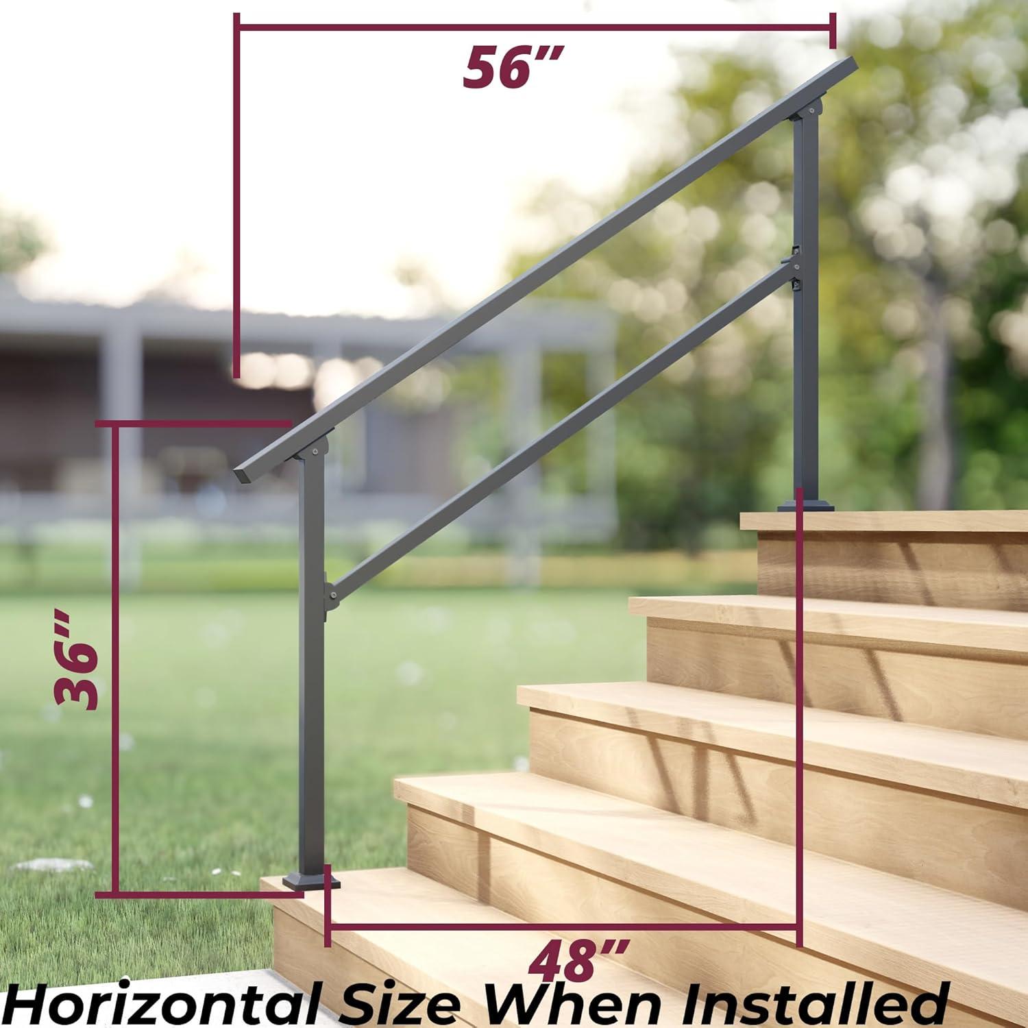 CR Home Hand Rails for Outdoor Steps for Porch, Deck, & Balcony Railing