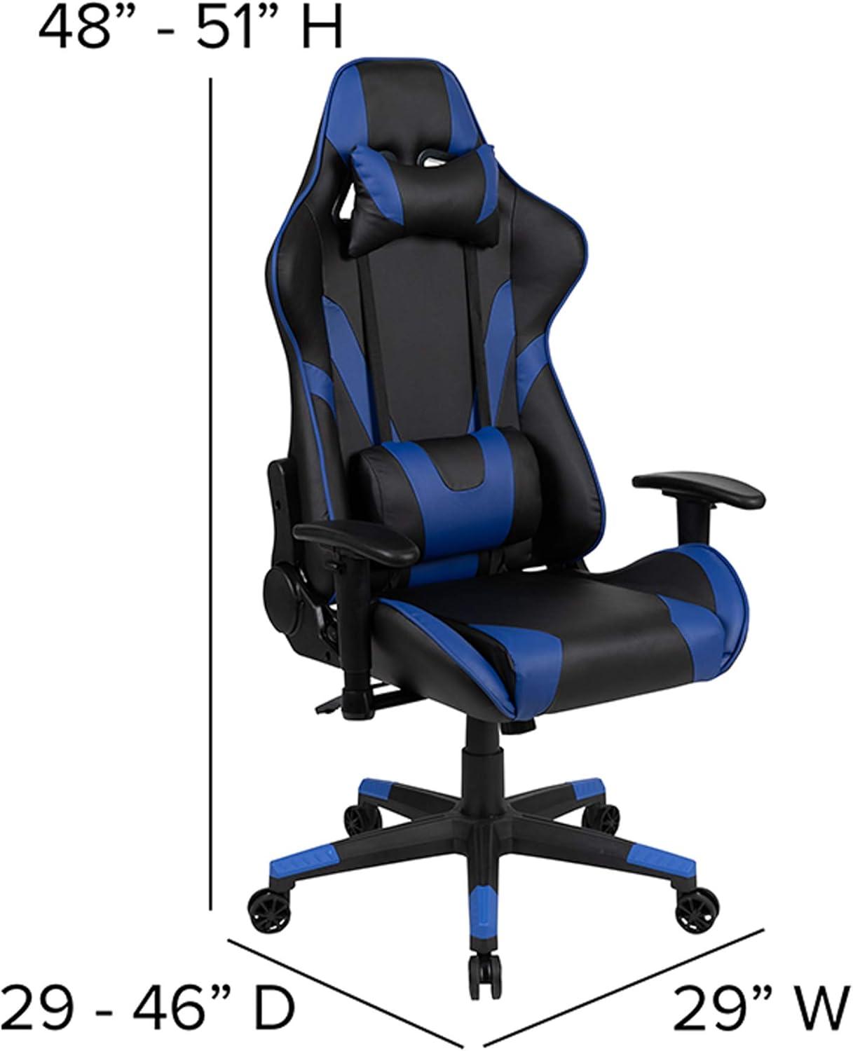 Flash Furniture X20 Gaming Chair Racing Office Ergonomic Computer PC Adjustable Swivel Chair with Reclining Back in Blue LeatherSoft