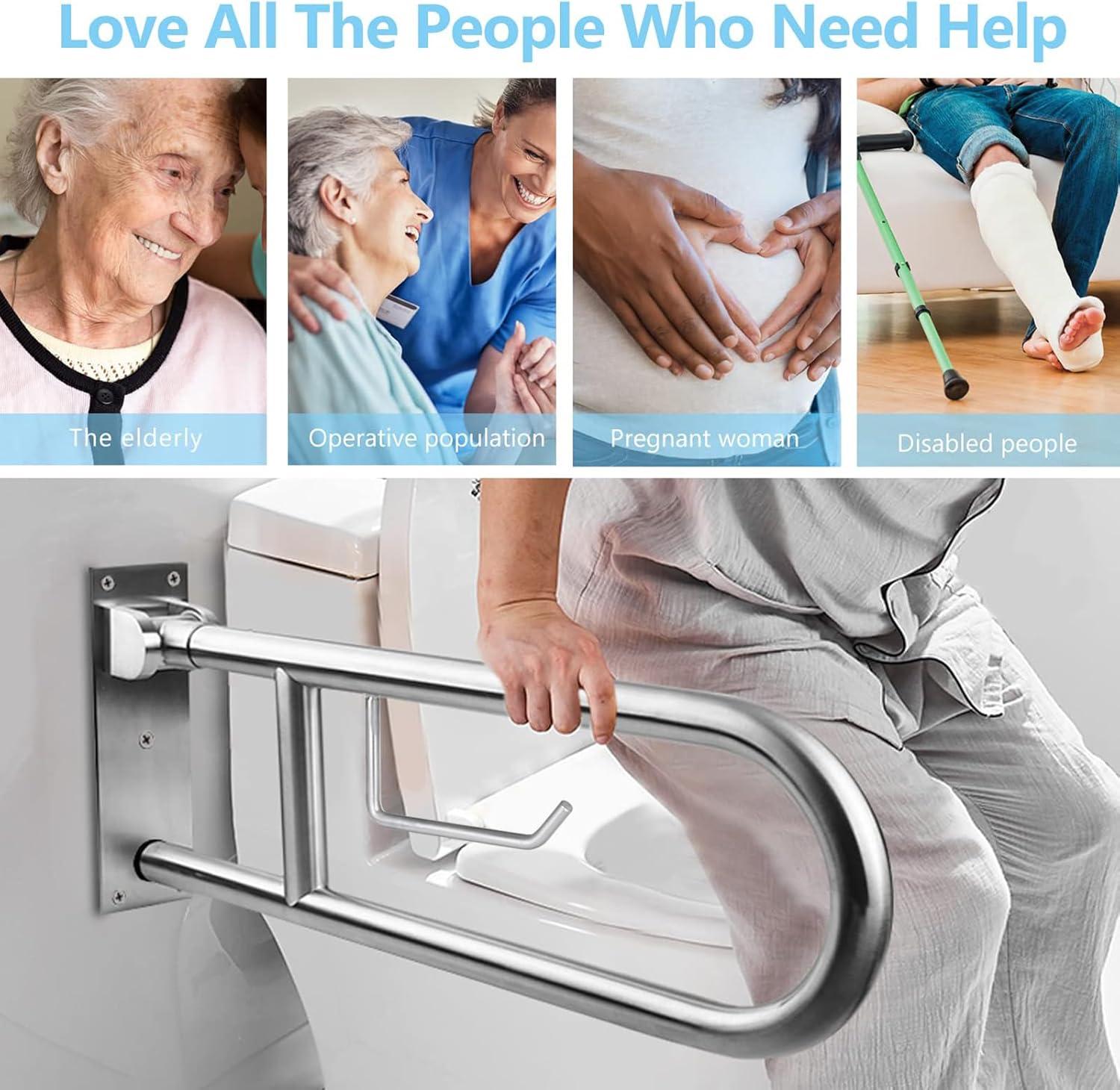 23.6'' Stainless Steel Flip-Up Toilet Safety Grab Bar