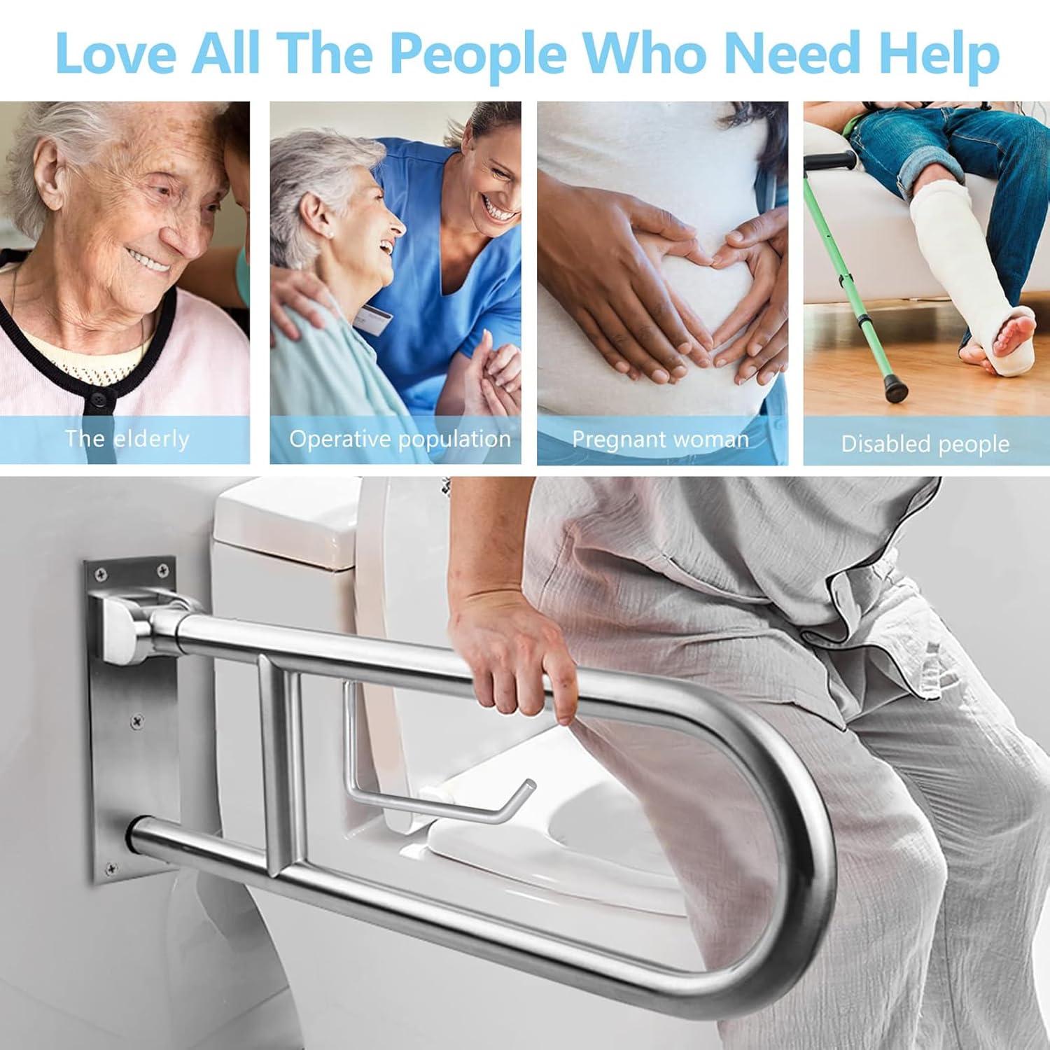 23.6'' Stainless Steel Flip-Up Toilet Safety Grab Bar