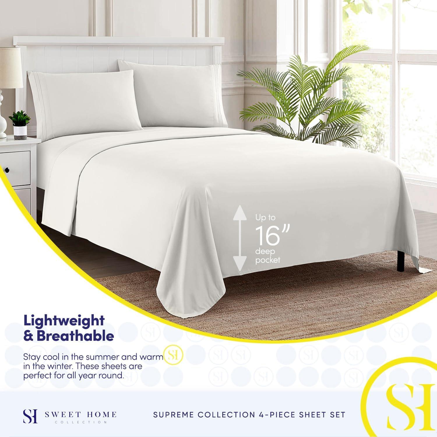 4 Piece Sheet Set, Ultra Soft 1800 Series, Double Brushed Microfiber by Sweet Home Collection®