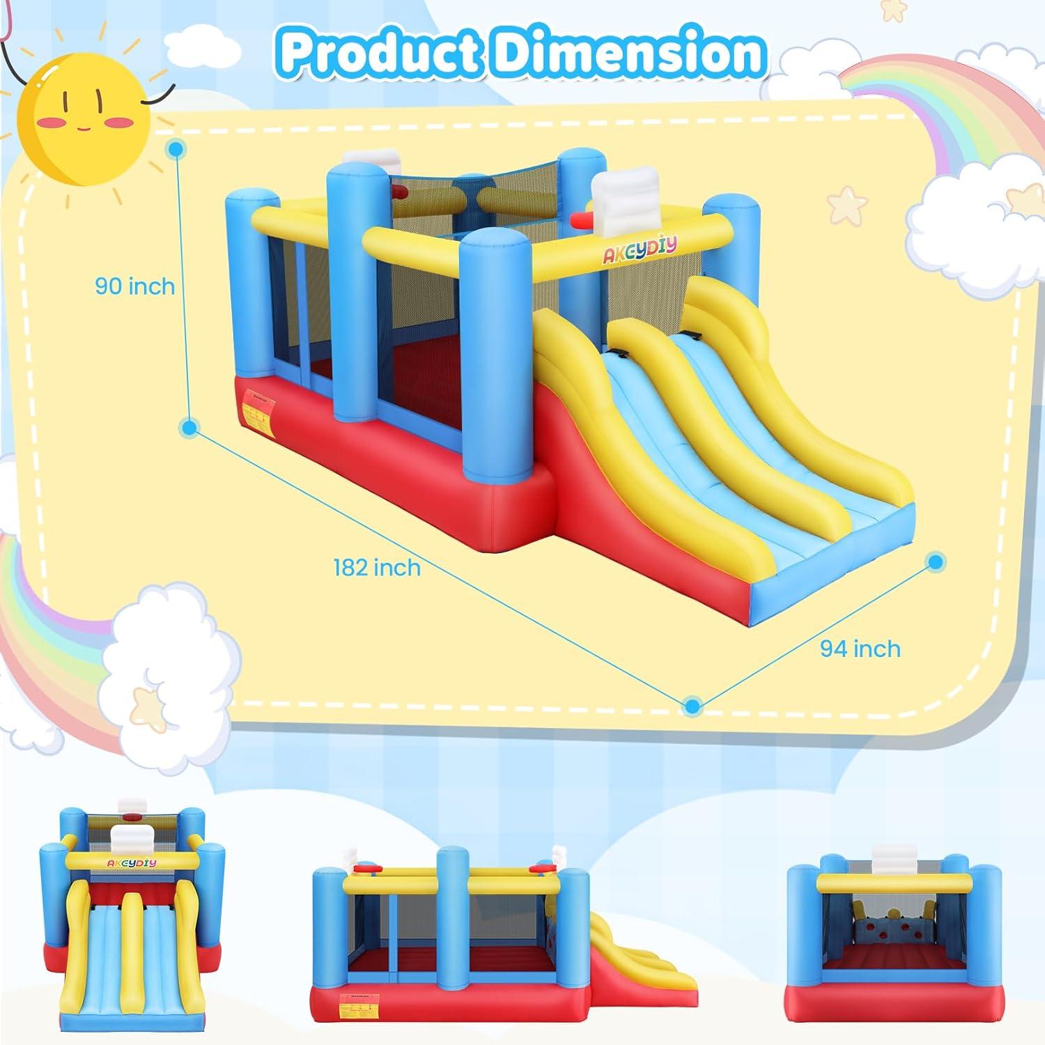 Ancheer 9ft x 6ft Animal Inflatable Bounce House for Kids, Inflatable Bouncy Castle with Blower, Jumping House with Slide/Pitching Game, Indoor Outdoor Toddler Kids Party